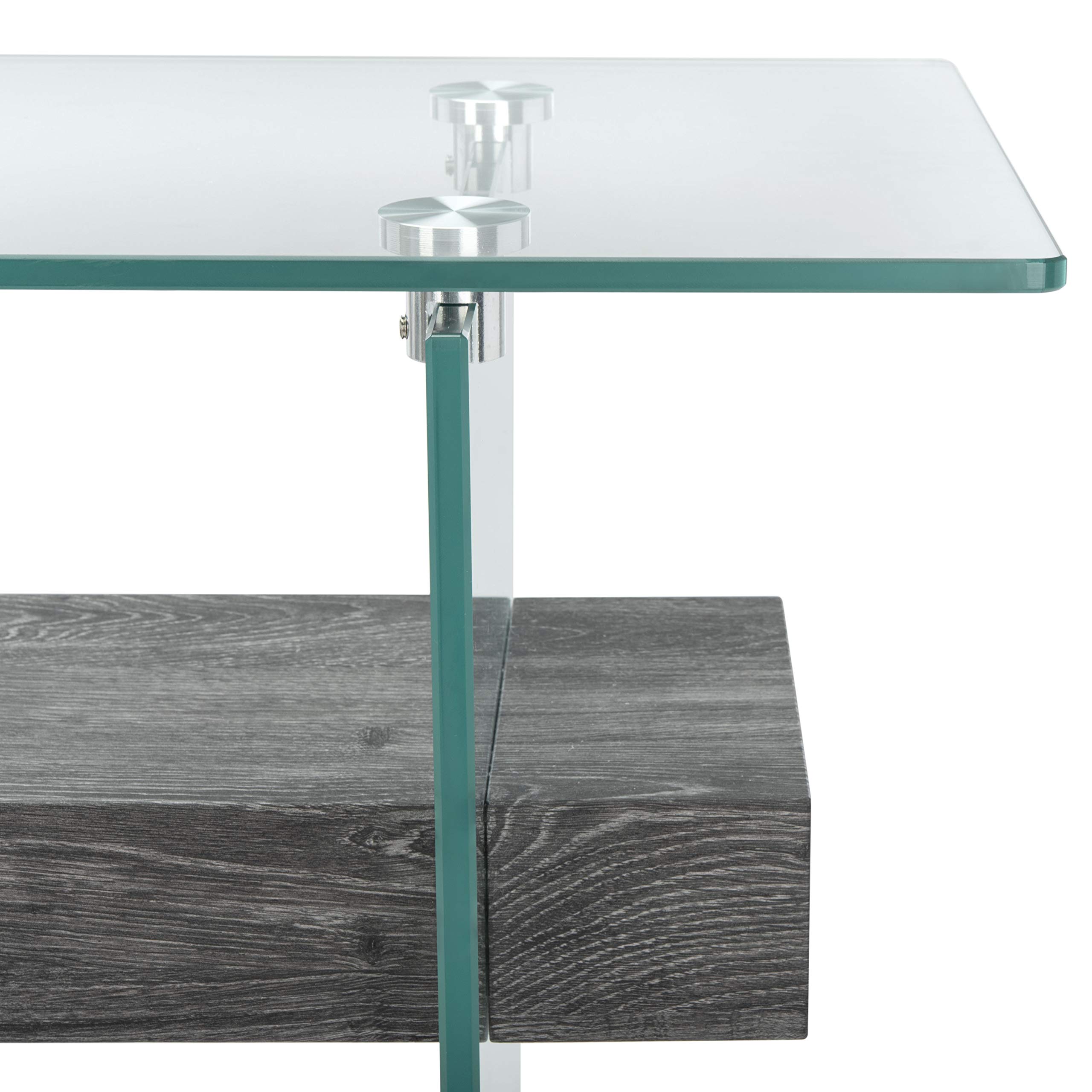 Safavieh Kayley Modern Glass & Black Oak Console Table - Elegant Entryway, Living Room, or Hallway Furniture for Stylish Home Decor