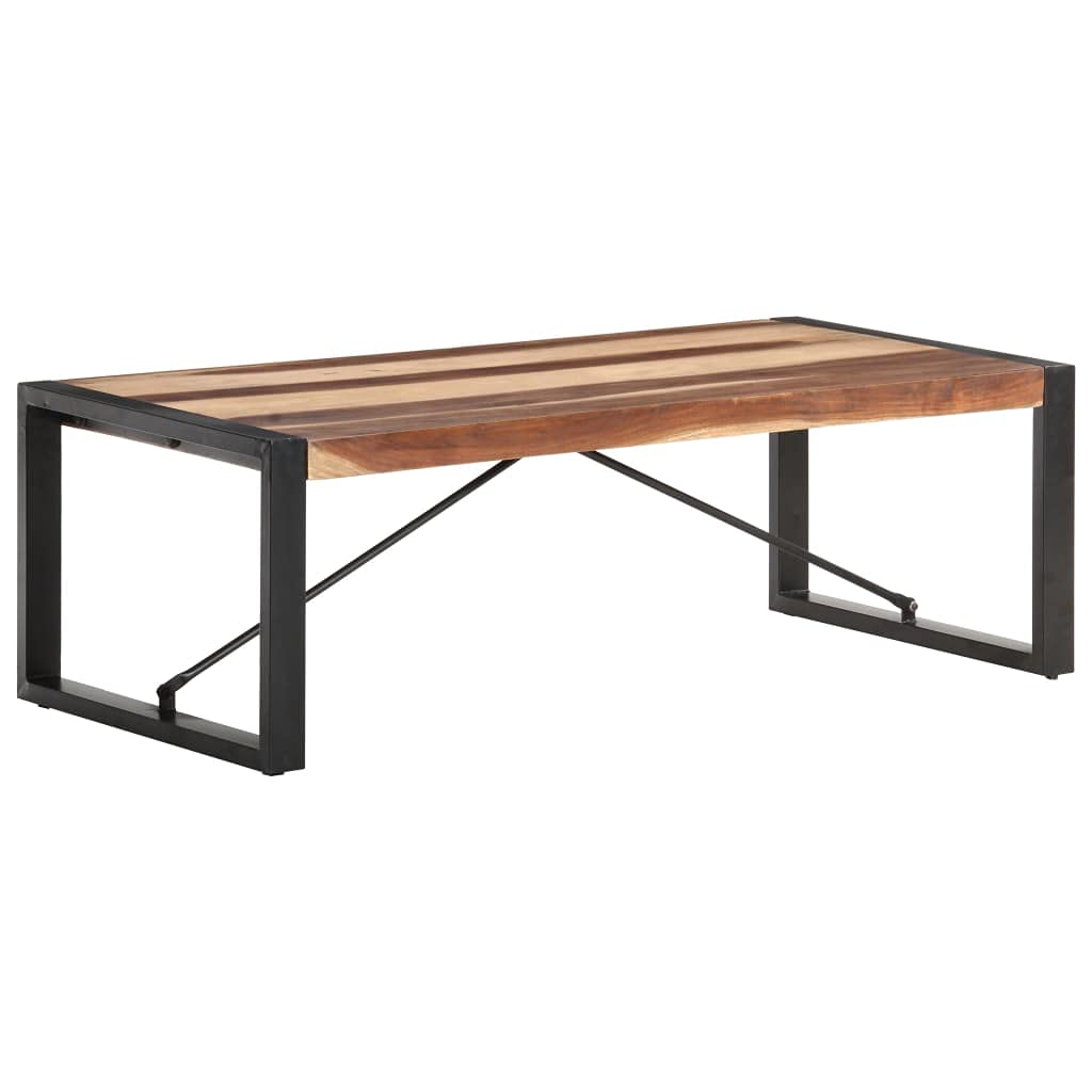 Modern Rustic Wood Coffee Table with Industrial Metal Frame - 47.2