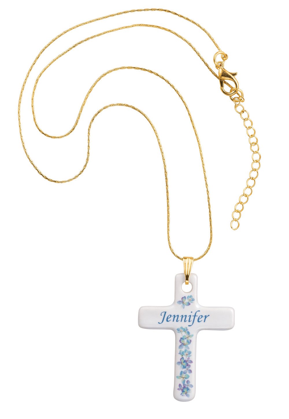 Personalized Porcelain Cross Pendant Necklace - Custom Name Engraved Gift for Women & Men - Perfect for Baptism, Confirmation, First Communion & Religious Occasions