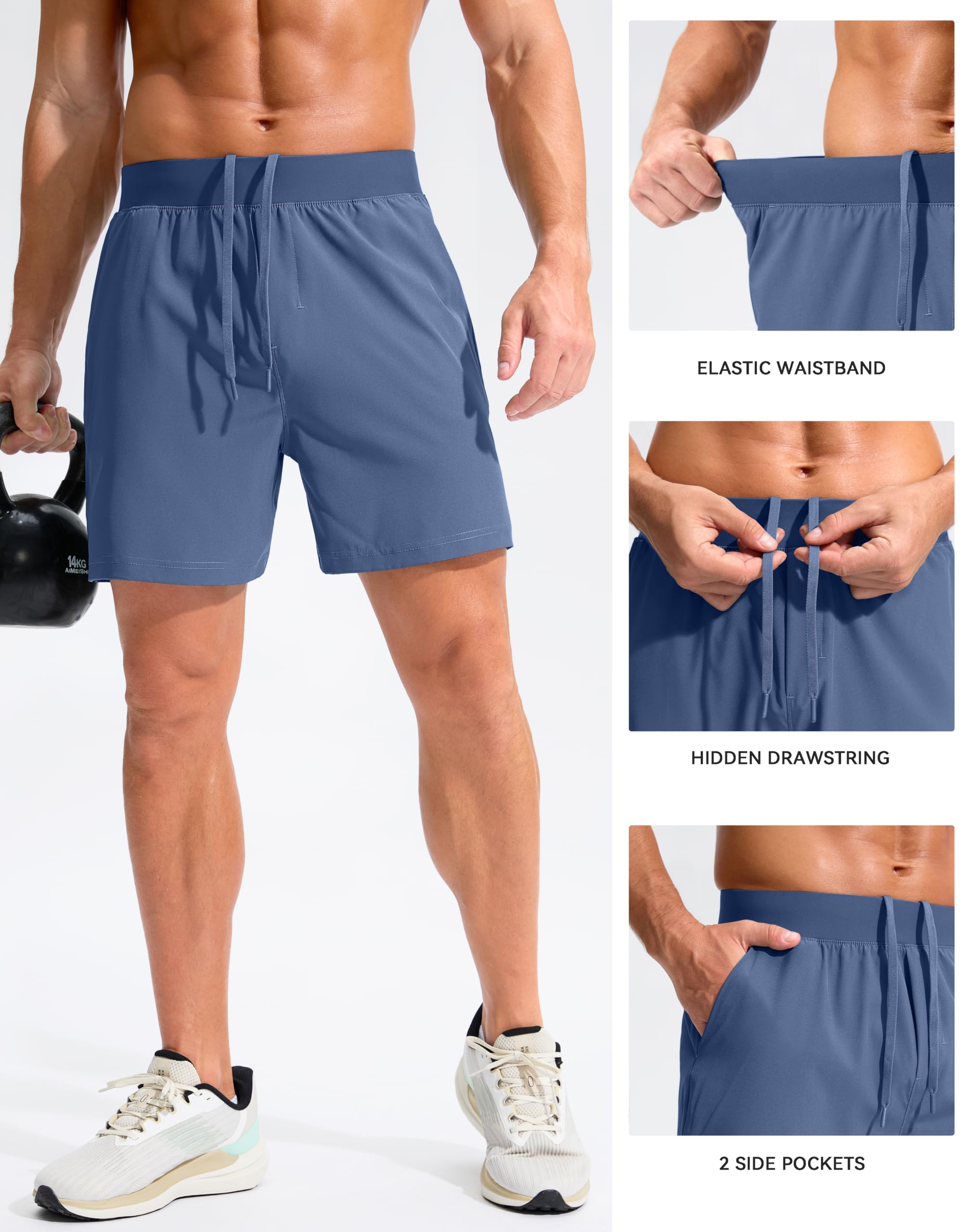 Soothfeel Men's 5 Inch Running Shorts with Zipper Pockets - Quick Dry Athletic Shorts for Gym, Workout, Tennis & Sports | Perfect for Jogging, Training & Outdoor Activities