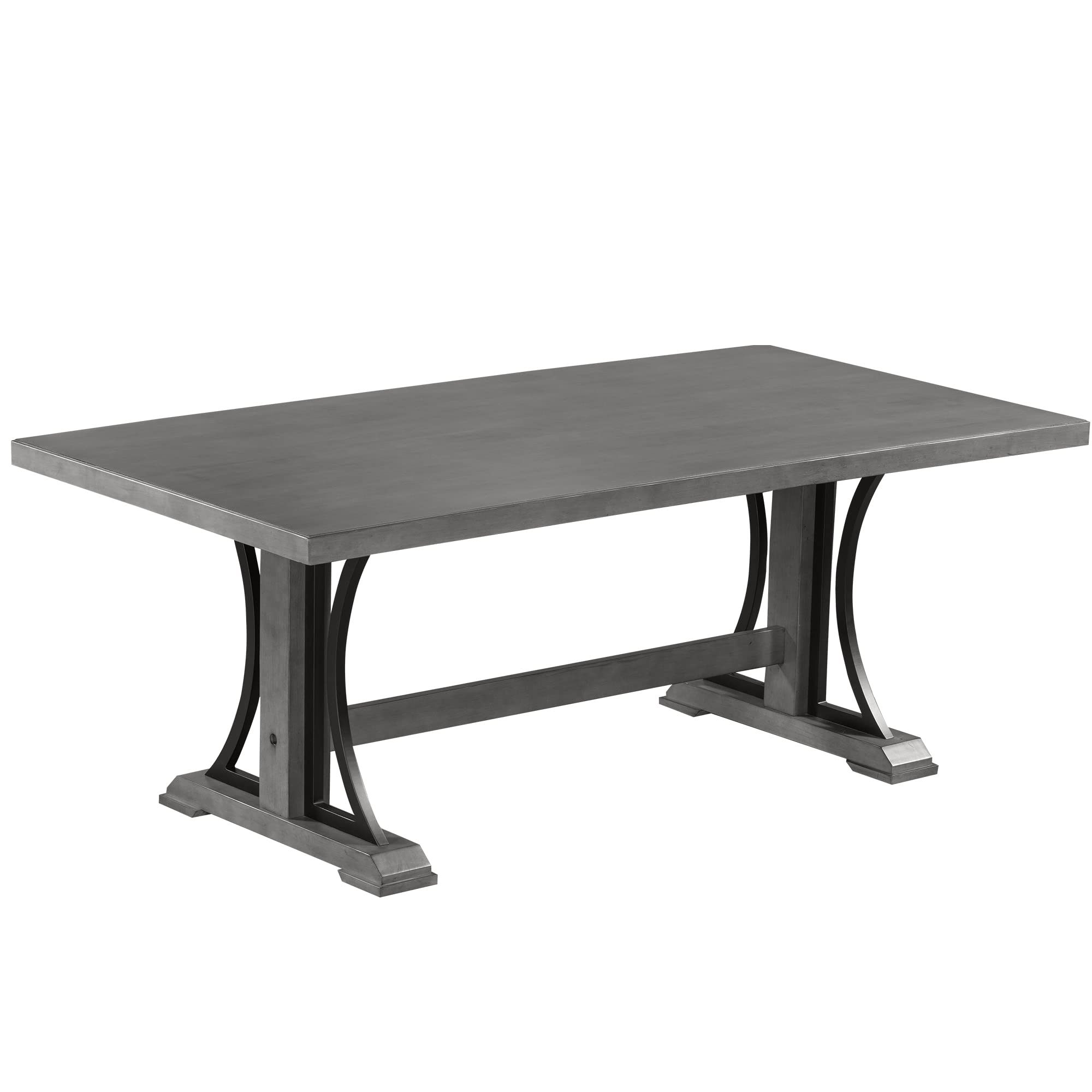 Knocbel 78 Inch Retro Rectangular Dining Table - Sturdy Metal Frame Kitchen Table with 300lbs Weight Capacity, Standard Height in Gray | Perfect for Small Space Dining Rooms, Breakfast Nooks & Modern Farmhouse Decor