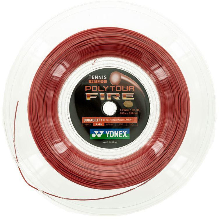 Yonex POLYTOUR Fire 1.25mm 200m Tennis String Reel - High Performance Polyester String for Power & Spin - Perfect for Competitive Players & Tournament Play