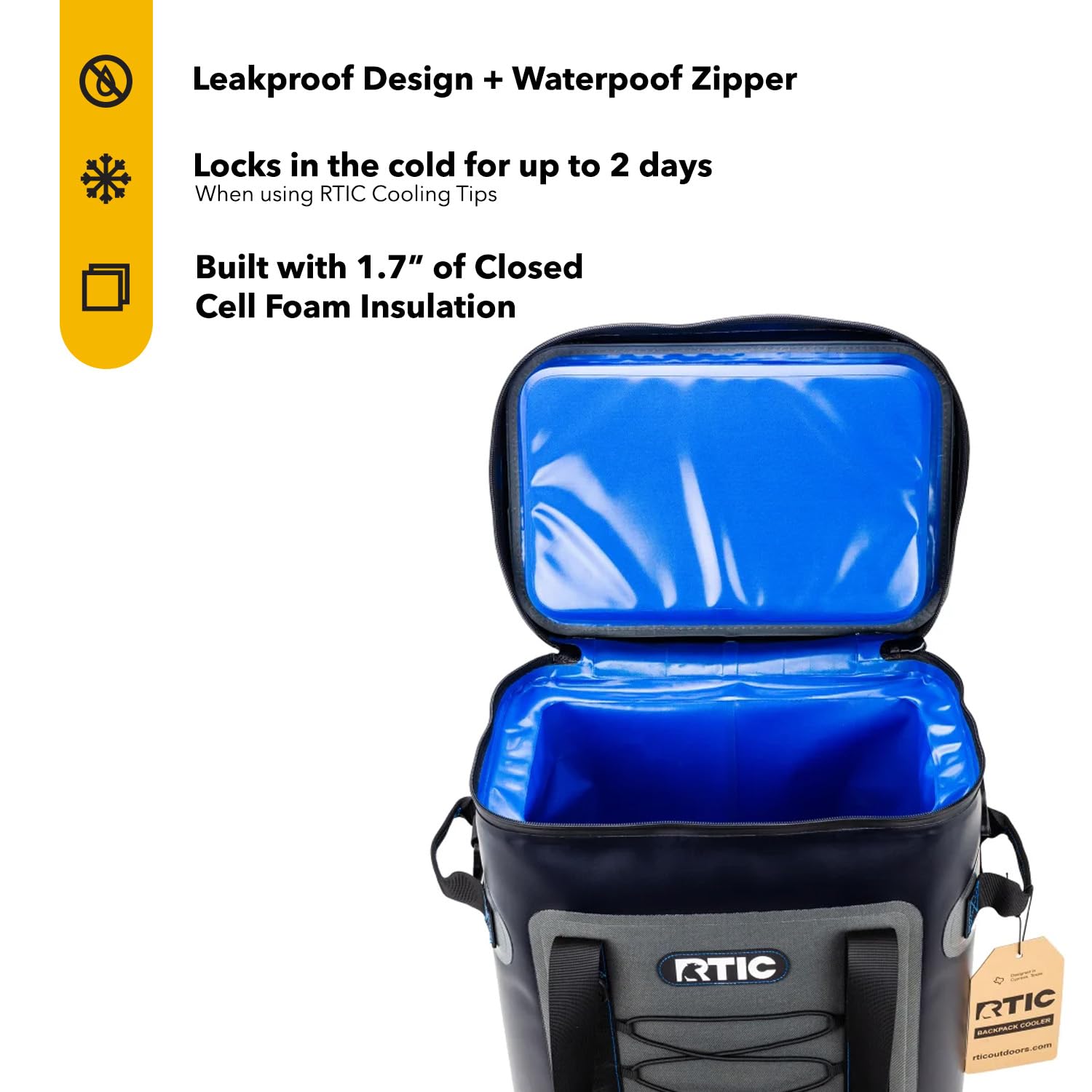 RTIC 36 Can Backpack Cooler - Insulated, Waterproof Soft Cooler Bag for Ice, Drinks, Lunch - Perfect for Beach, Travel, Camping, Picnic, Car, Hiking, Tailgating, and Outdoor Adventures