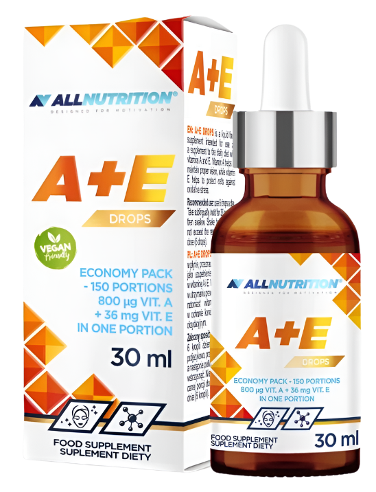 Allnutrition A + E Drops 30ml - Vitamin A & E Supplement for Immune Support & Skin Health - Perfect for Daily Wellness & Beauty Routine