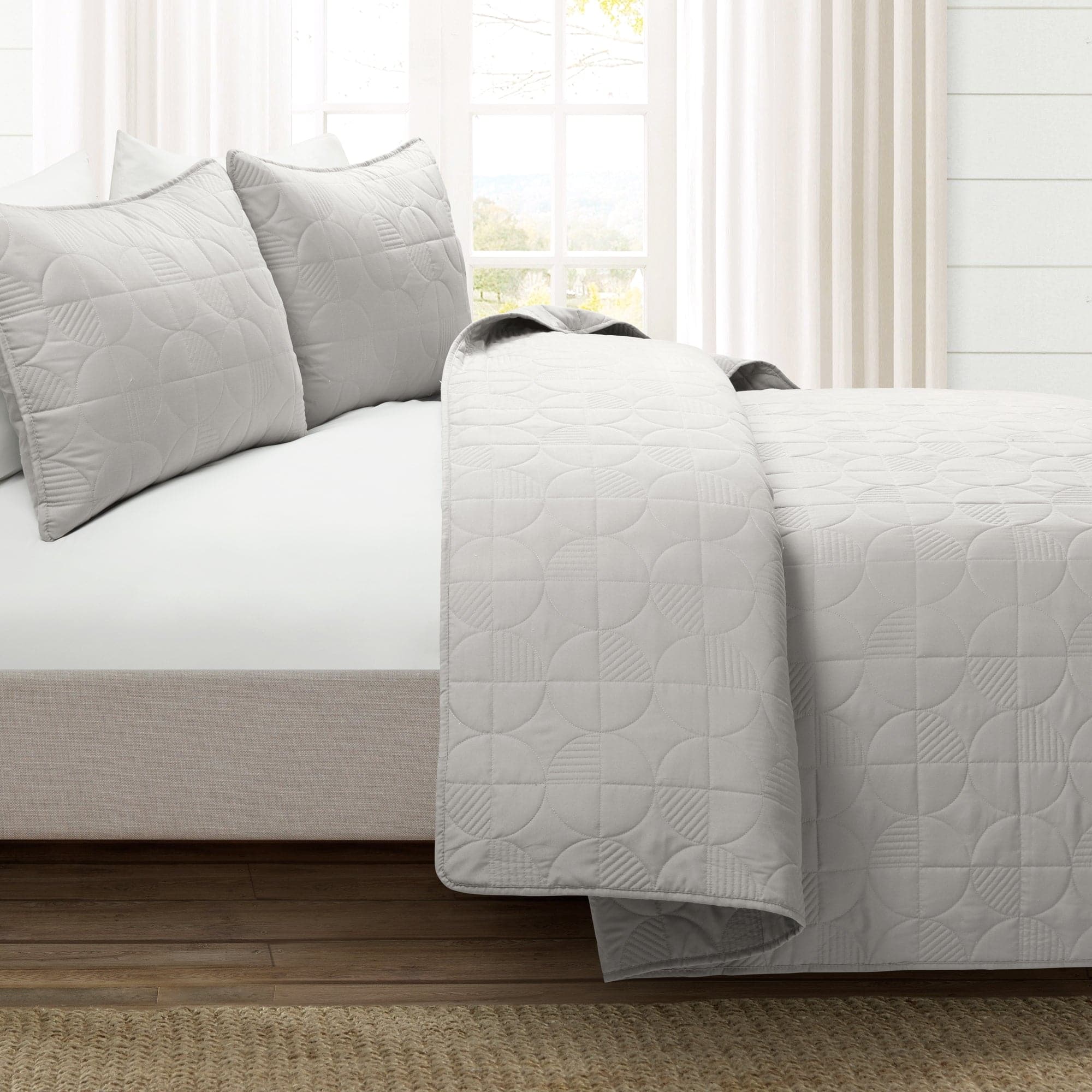 Vintage Mid Century Modern Circle Cotton Quilt 3-Piece Bedding Set - Soft Breathable Bedspread for Queen/King Size Beds - Perfect for Boho Chic, Farmhouse & Retro Home Decor