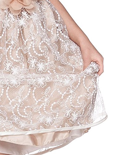 Flower Girl Dress Ivory Champagne - High-Quality Lace Pageant Wedding Dress for Girls Age 2-14 | Perfect for Weddings, Baptisms & Special Occasions