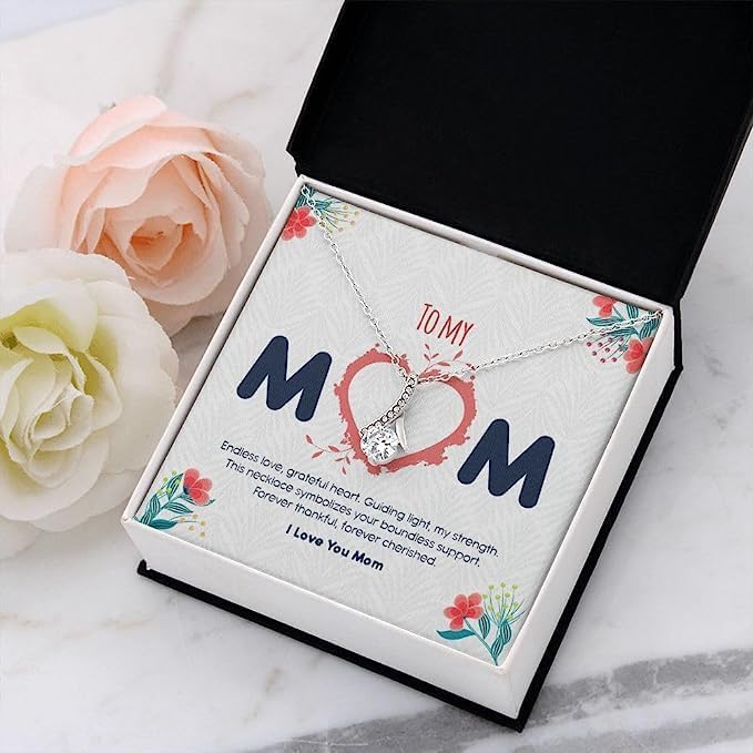 Alluring Beauty Necklace for Mom - Engraved Heart Pendant with Message Card & Gift Box - Thoughtful Mother's Day, Birthday or Anniversary Gift - Perfect for Wife, Girlfriend or Couple Jewelry