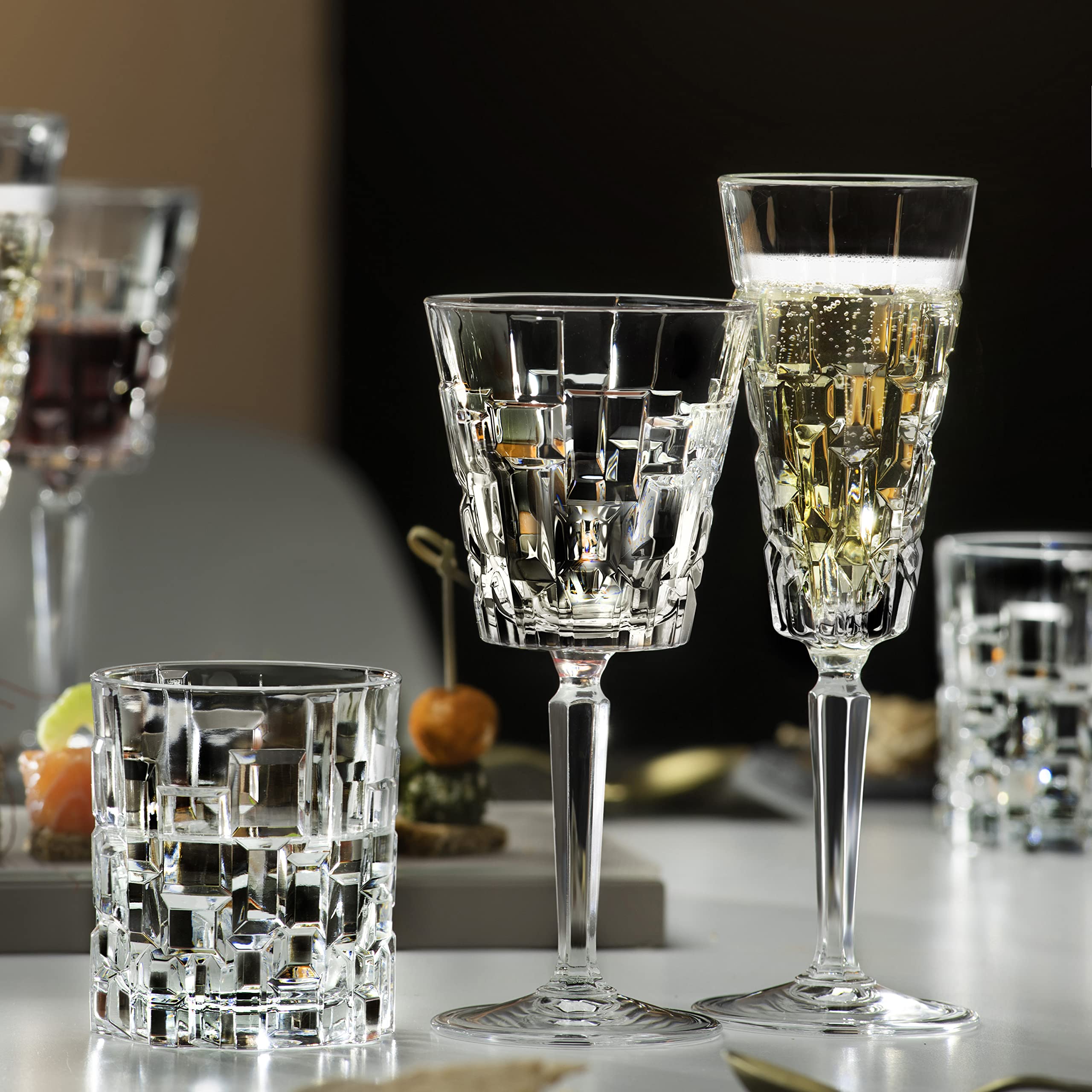 Elegant Modern Italian Crystal Glassware Set - Etna 6-Piece for Wine, Champagne & Cocktails | Perfect for Parties, Weddings & Special Events