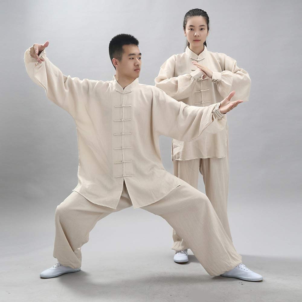Breathable Cotton Linen Kung Fu Tai Chi Uniform for Men & Women - Summer & Spring Training Outfit - Ideal for Martial Arts, Yoga, and Meditation Practice (Size B XL)