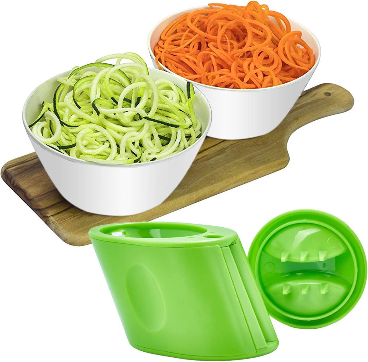 2 in 1 Vegetable Spiralizer - Handheld Zucchini Noodle Maker & Spaghetti Cutter for Healthy Veggie Pasta, Low Carb Meals, and Keto Diet - Perfect for Salads, Stir Fry, and Meal Prep