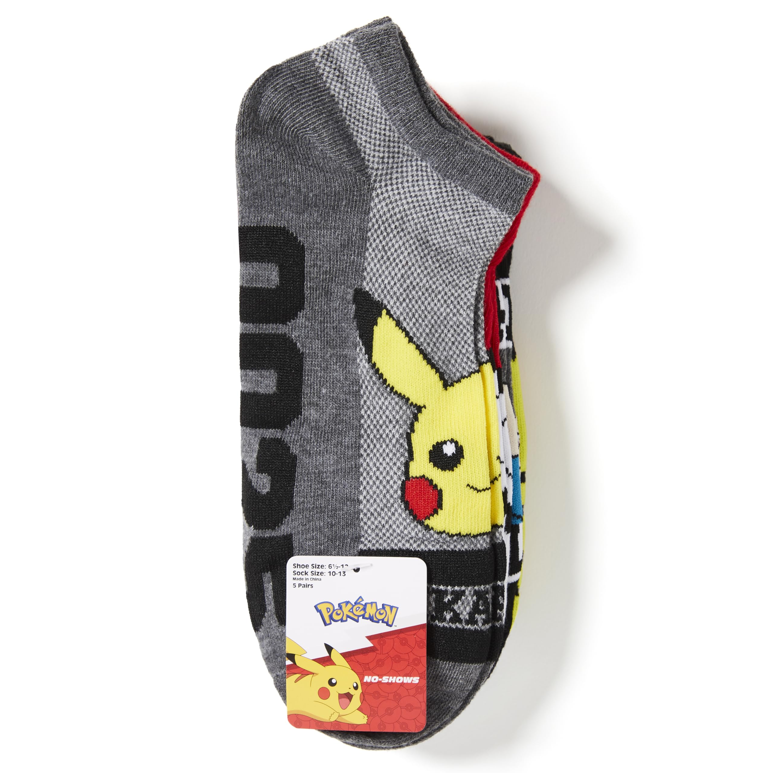 Pokemon No Show Socks for Men - 5 Pack of Breathable Low Cut Socks - Perfect for Sneakers, Running & Casual Wear