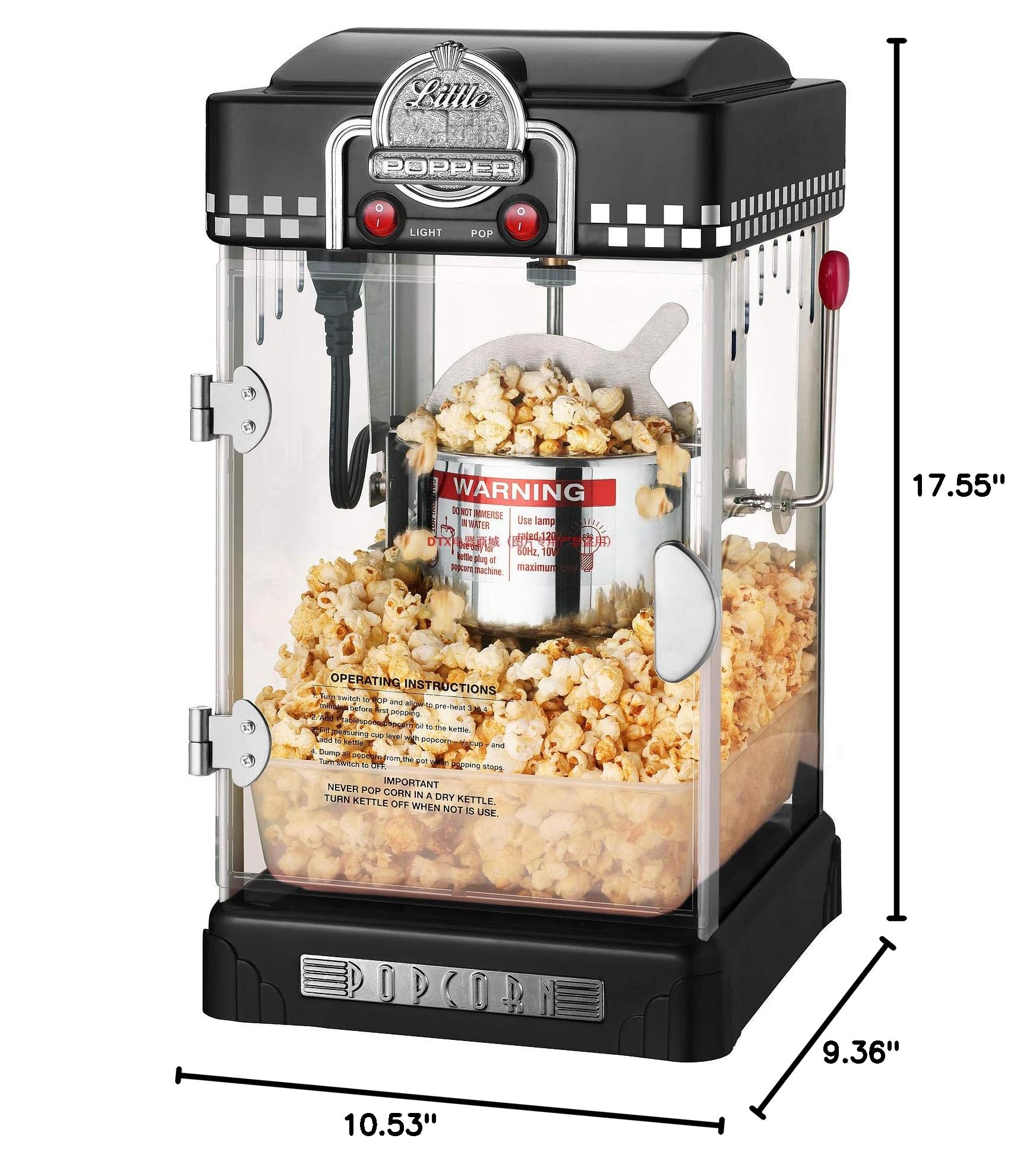MXBAOHENG Automatic Popcorn Maker Machine - 220V Home Theater Snack Popper for Family Movie Nights, Kids Birthday Parties & Indoor Events