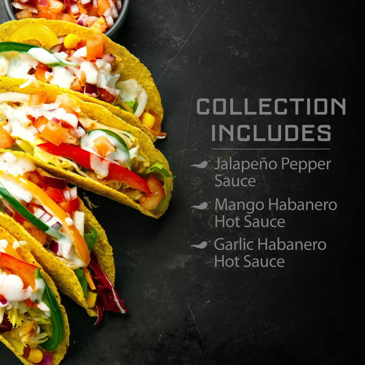 Melinda’s Mild & Wild Gourmet Hot Sauce Variety Pack - 3 Bottles (5oz Each) with Jalapeño, Mango & Garlic Habanero Flavors | Mild Heat Premium Hot Sauce Gift Set for Tacos, Wings & BBQ | Perfect for Home Cooking, Gifts & Spicy Food Lovers