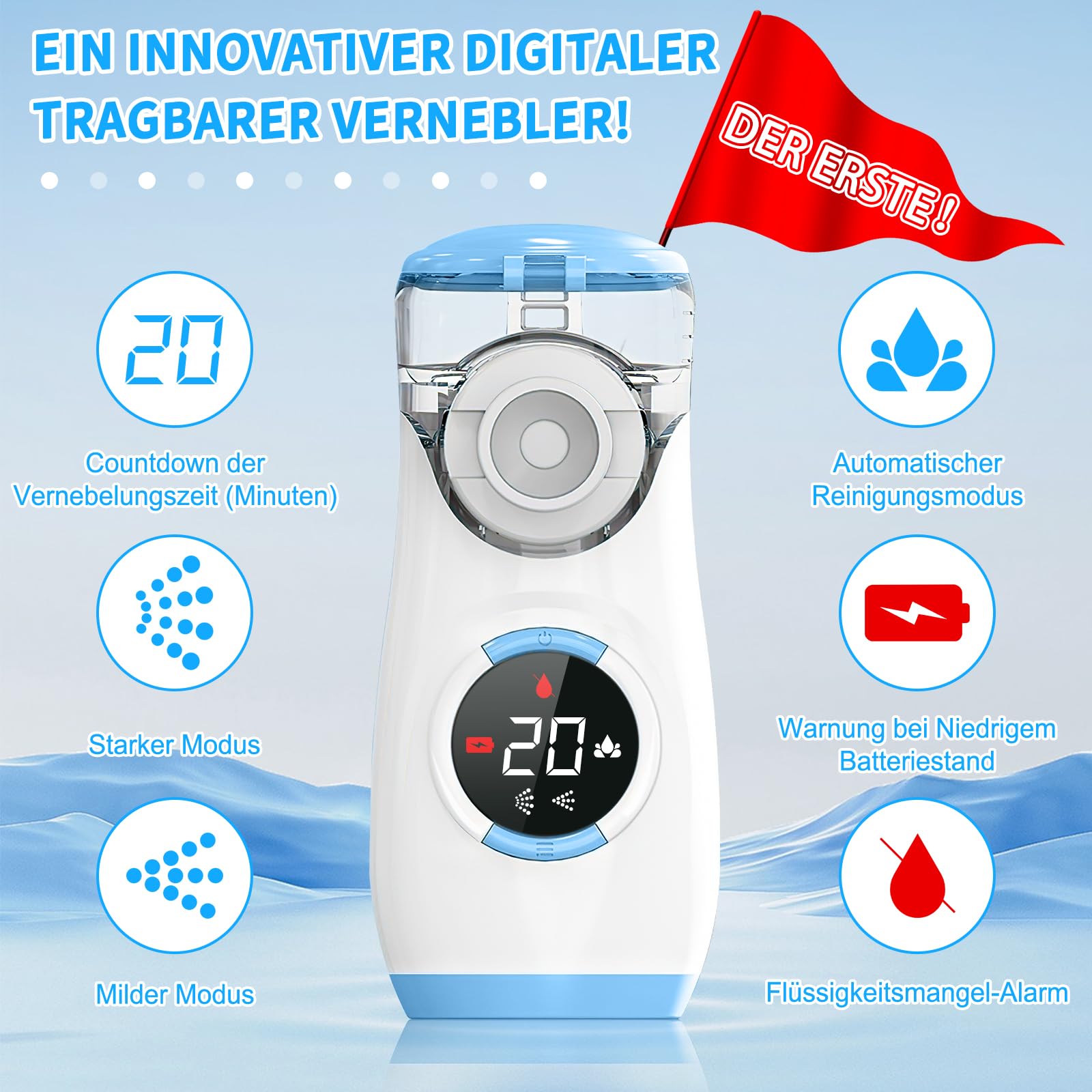 Portable Digital Nebulizer for Kids & Adults - Quiet Inhaler with 2 Masks | Home & Travel Use
