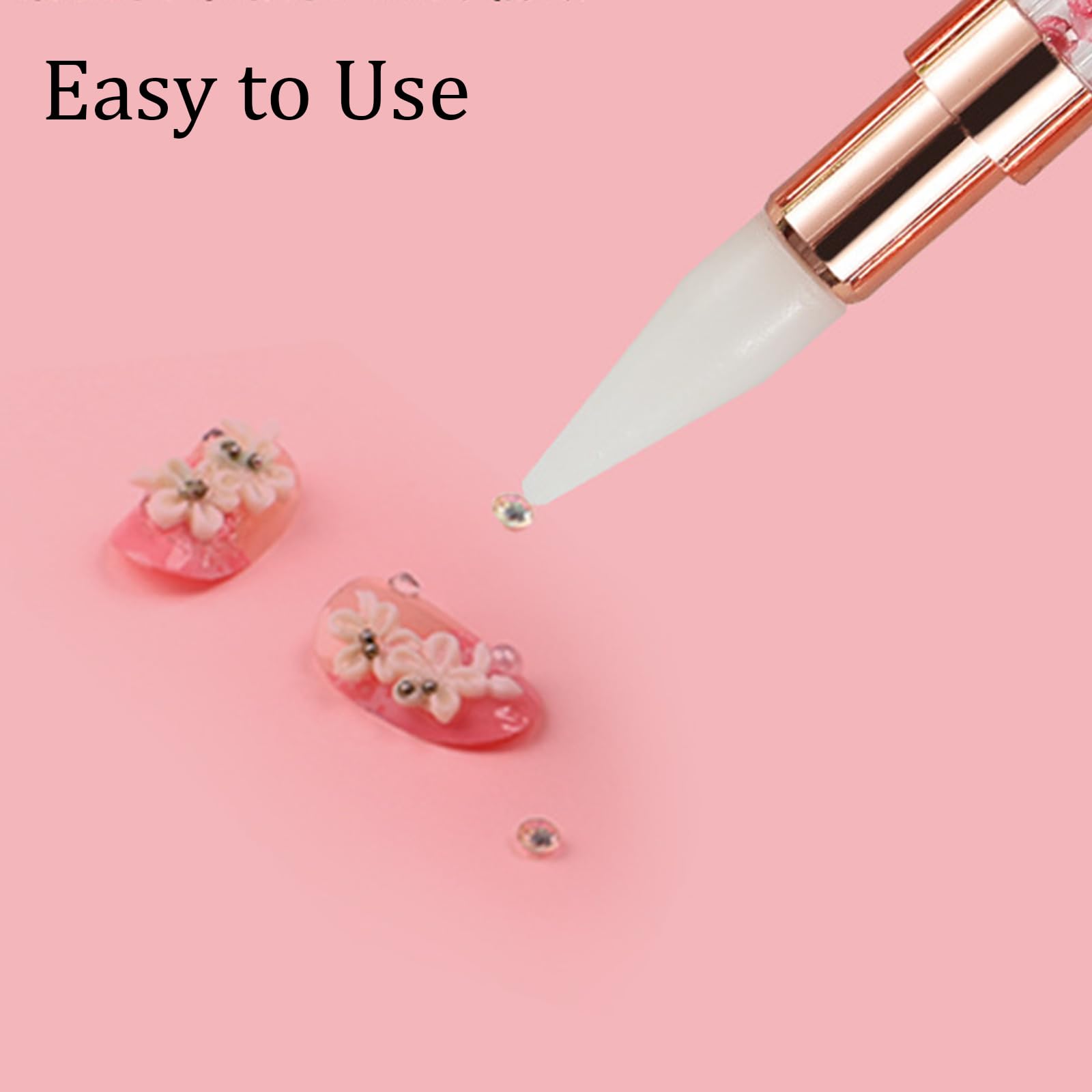Dual-Ended Nail Art Dotting Pen & Rhinestone Picker Tool - Professional Nail Design for Gems, Stones, Crystals - Salon & Home Use (White Head) - Perfect for Nail Art, Manicures, and DIY Nail Designs