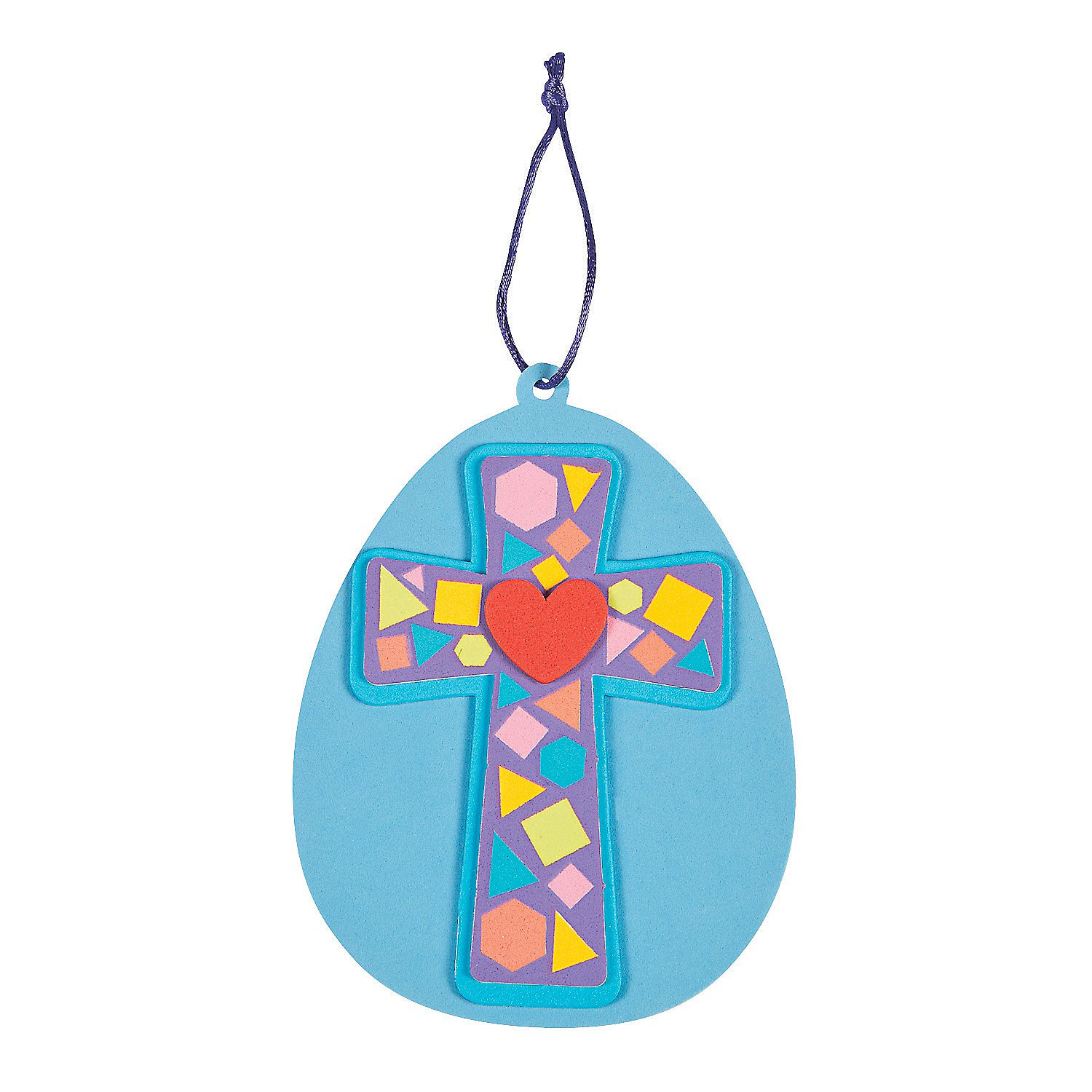 Easter Egg Mosaic Cross Ornament Craft Kit for Kids - DIY Holiday Decorations & Fun Family Activities - Perfect for Easter Celebrations, Sunday School Projects, and Home Decor
