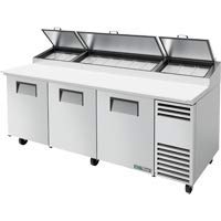 True Commercial TPP-AT-93-HC Stainless Steel Pizza Prep Table with Undershelf - Heavy Duty Restaurant Equipment for Pizzerias, Delis & Food Service Businesses | Perfect for Dough Rolling, Topping Prep & Kitchen Organization