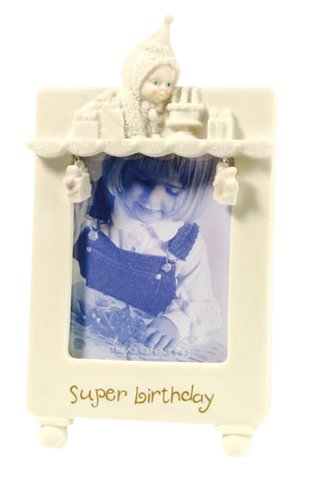 Department 56 Snowbabies Home Sweet Home Super Birthday Frame - Collectible Ceramic Figurine for Christmas Decor, Gift & Home Display