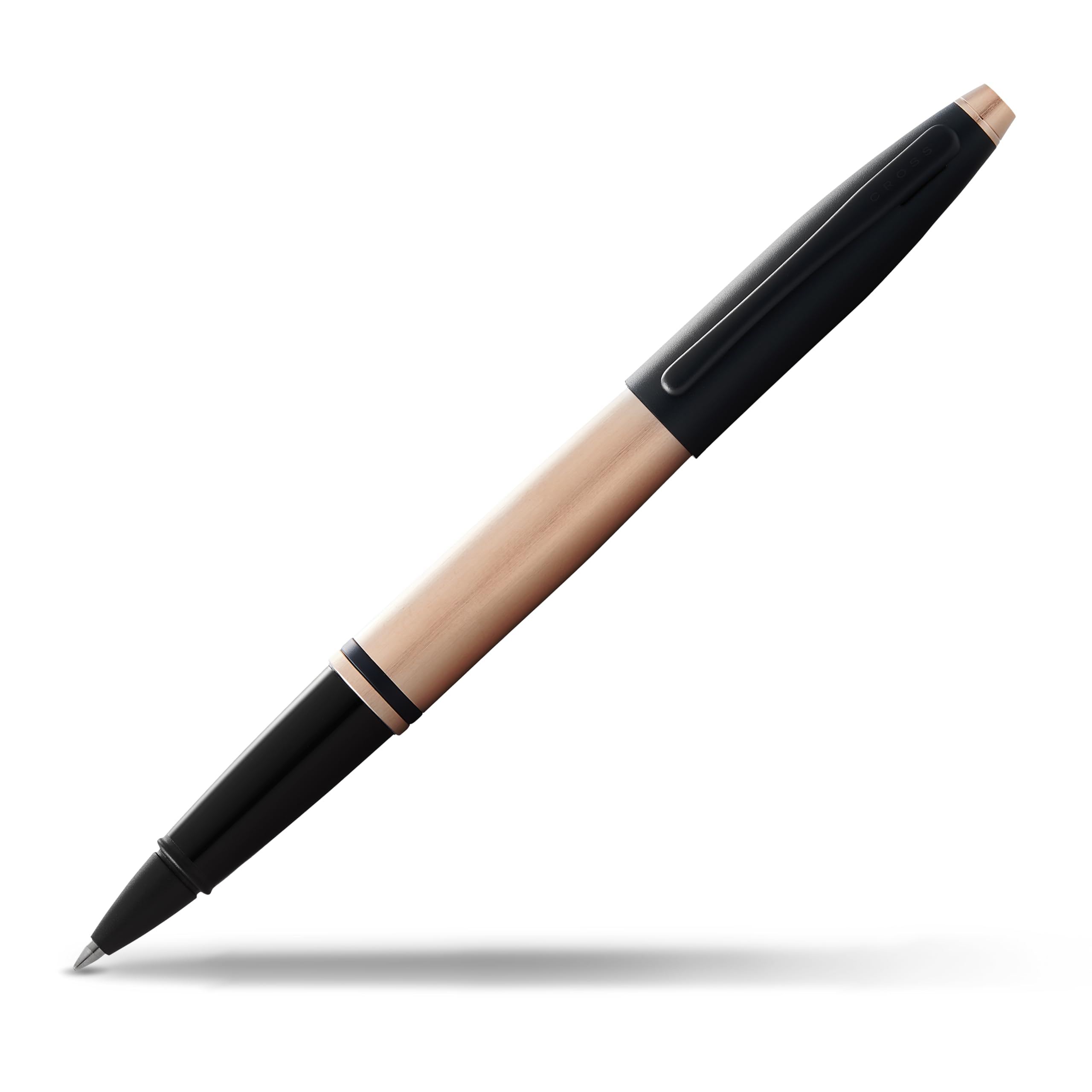 Cross Calais Brushed Rose Gold & Black Lacquer Rollerball Pen - Premium Writing Gift for Professionals, Graduates & Office Use