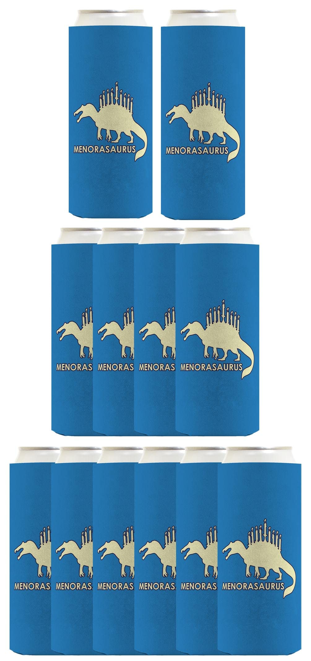 Hanukkah Candles - Ultra Slim 12-Pack Menorah-Saurus Candles for Hanukkah Celebration | Blue Taper Candles for Hanukkiyah, Jewish Holiday Decor & Home Decoration