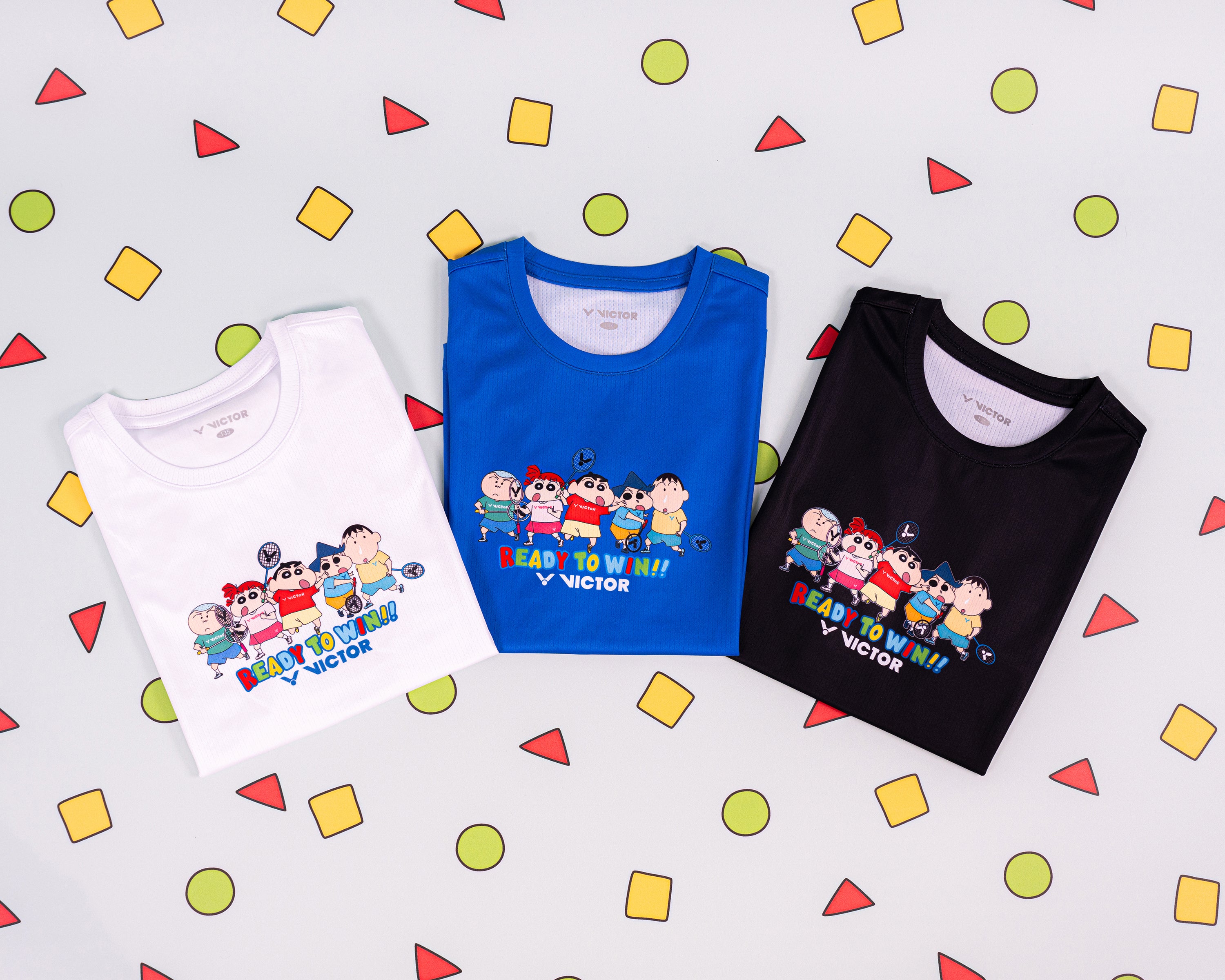 Victor x Crayon Shin Chan Cartoon Character Junior T-Shirt for Kids - White Cotton Tee Size L (404JRCS) - Perfect for School, Playdates & Anime Fan Outfits