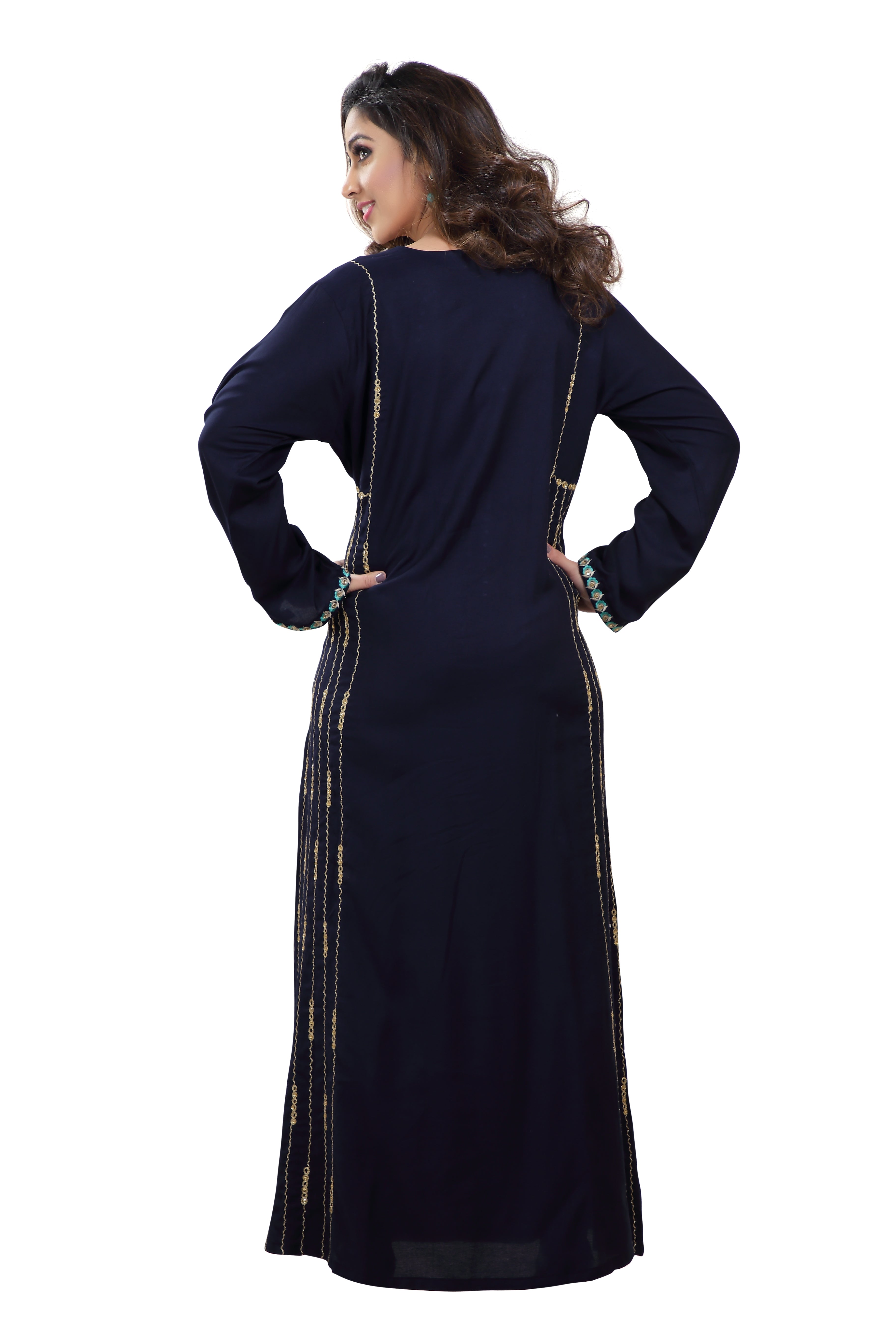 Elegant Embroidered Maxi Arabian Party Dress for Women - Perfect for Weddings, Festivals & Special Occasions
