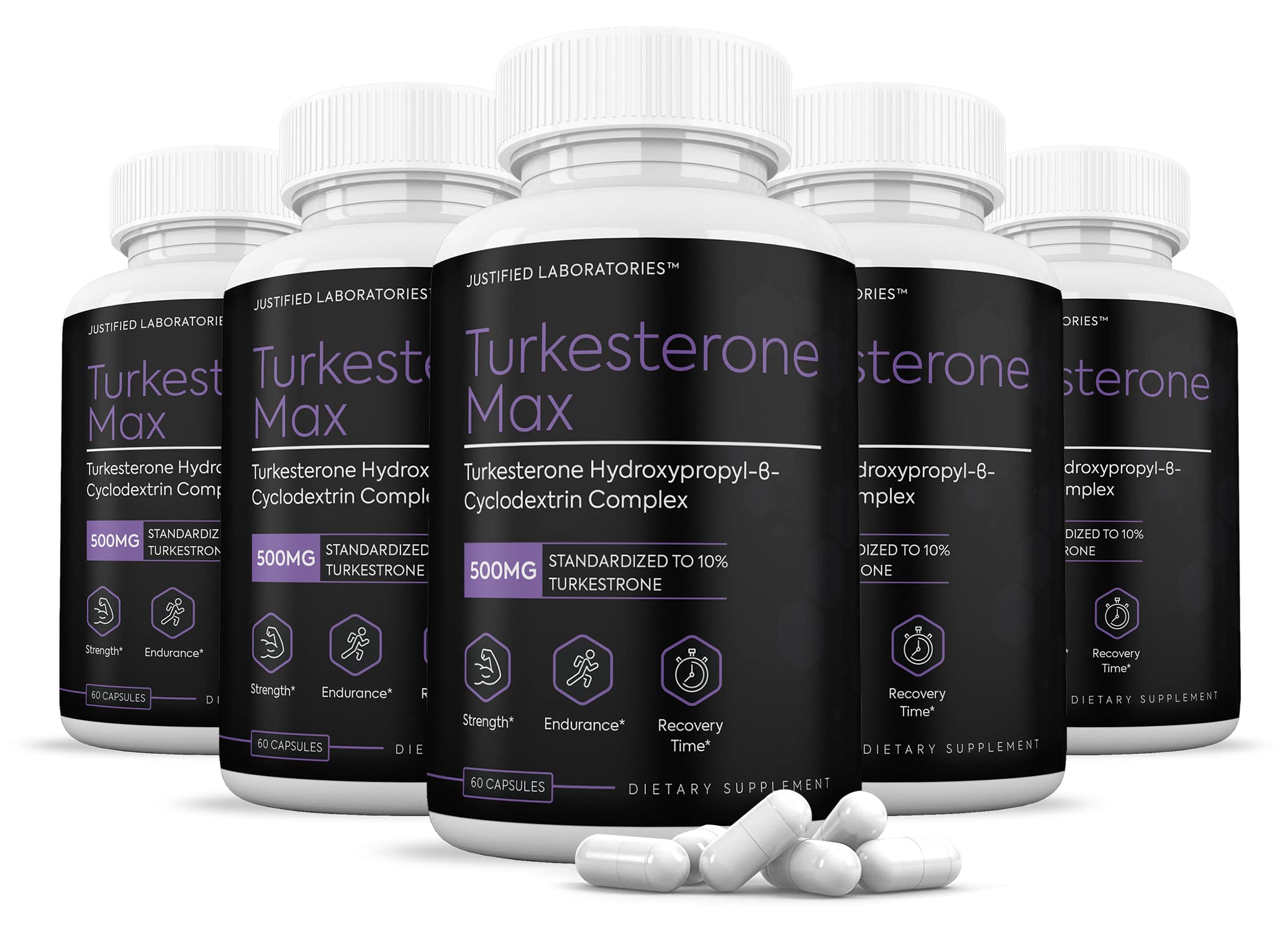 (5 Pack) Turkesterone 500mg 10% Standardized - Natural Testosterone Booster for Men & Women - Supports Muscle Growth, Strength & Endurance - 300 Capsules - Ideal for Bodybuilding, Workout & Fitness Performance