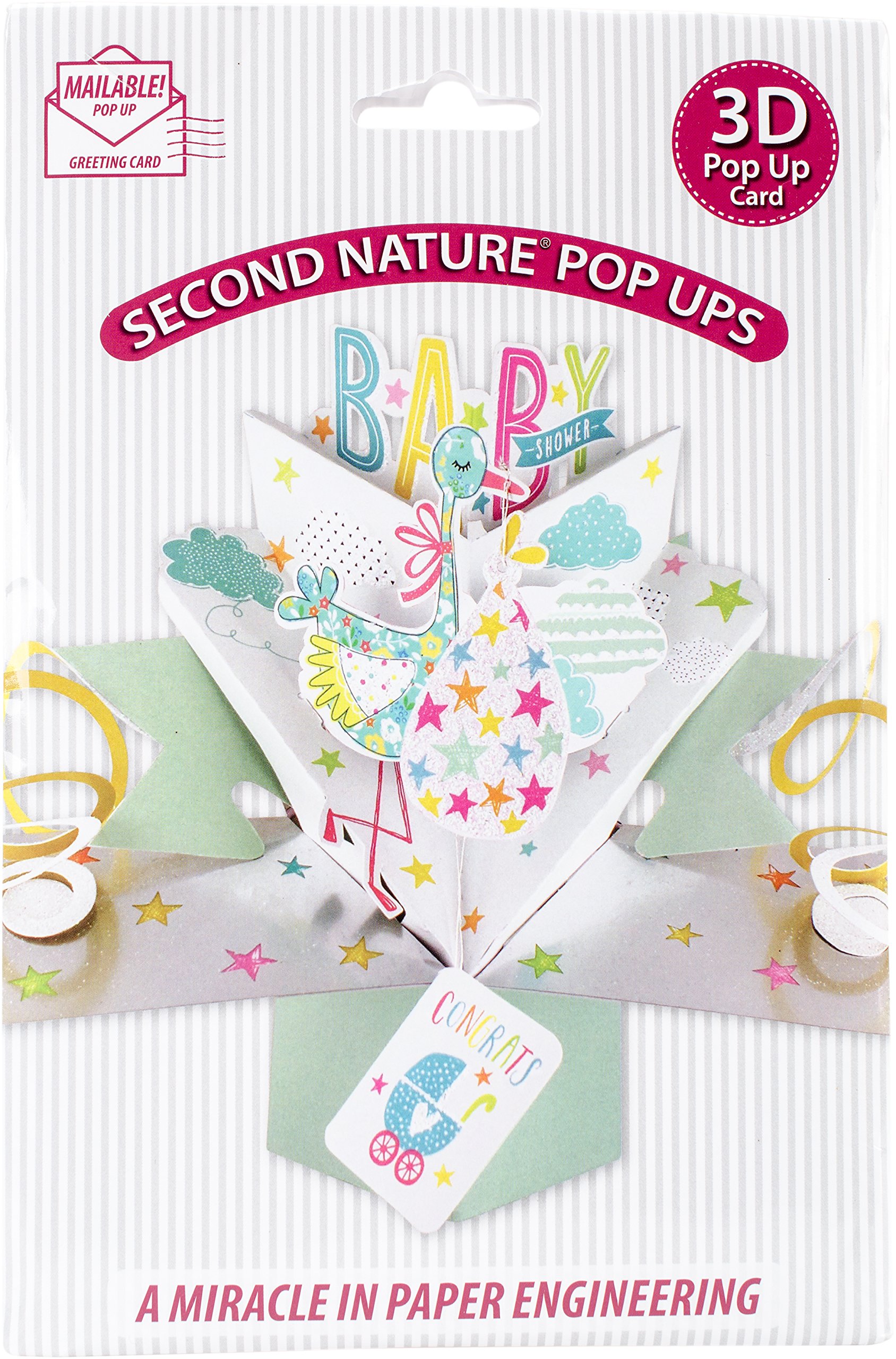 3D Pop Up Greeting Card for Baby Shower - Second Nature Congratulations Card for Newborn - Perfect for Baby Showers, Gender Reveals & New Parent Gifts