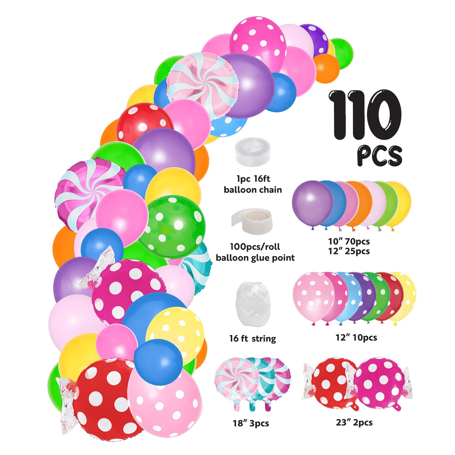 Candy Portofino Balloon Garland Kit - Premium Balloon Arch Decor for Birthday Parties, Baby Showers & Weddings