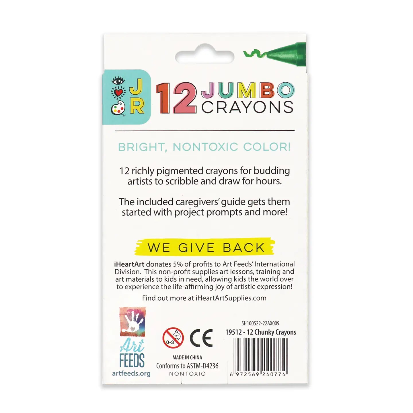 Jumbo Crayons for Kids - Non-Toxic, Washable, Large Crayons for Toddlers - Perfect for Coloring Books, Art Projects & Classroom Activities