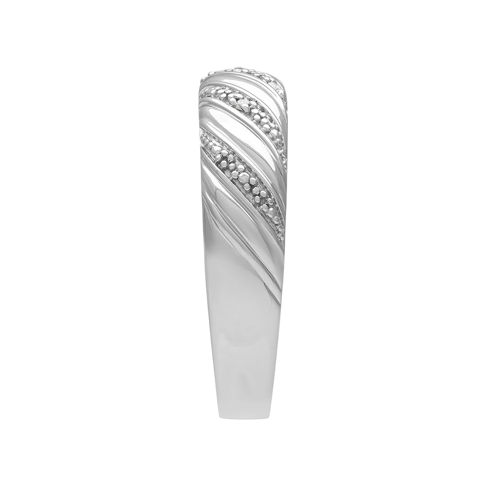 925 Sterling Silver Rings for Women - Diamond Accent Twisted Dome Wedding Band, Promise Ring & Anniversary Jewelry | Elegant Silver Jewelry for Weddings, Engagements & Special Occasions