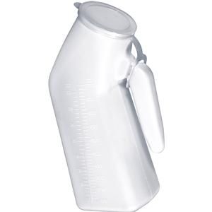 Drive Medical Male White Urinal with Cap - Portable Bedside Urinal for Men, Travel & Hospital Use - BPA-Free Plastic Urinal with Secure Lid for Home Care & Elderly Patients