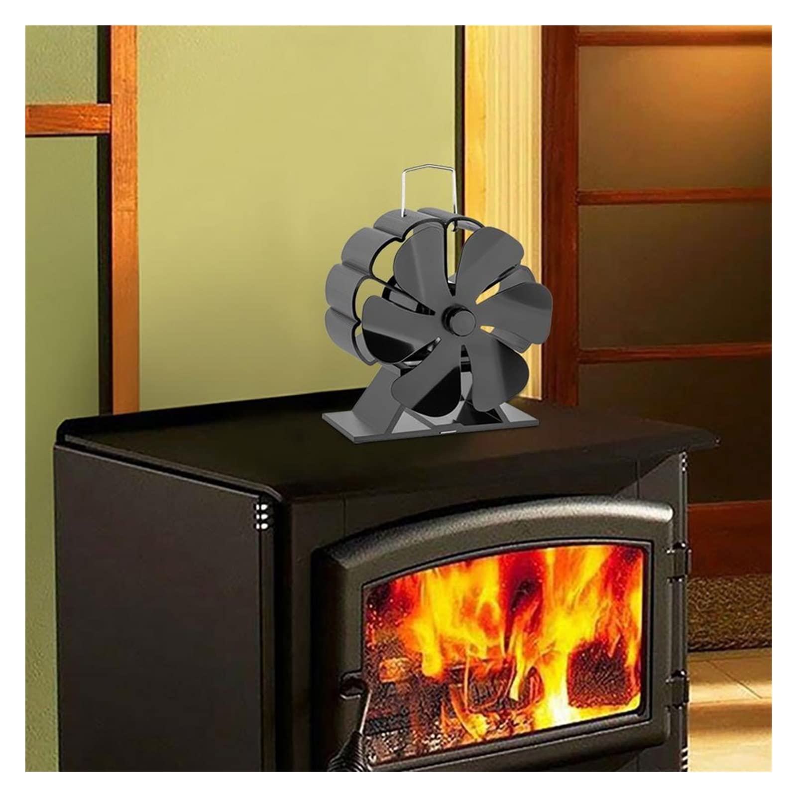 6 Blade Heat Powered Stove Fan - Silent Wood Stove Fan for Fireplace & Log Burner - Efficient Heat Distribution for Home Heating - Perfect for Living Rooms, Cabins & Off-Grid Spaces
