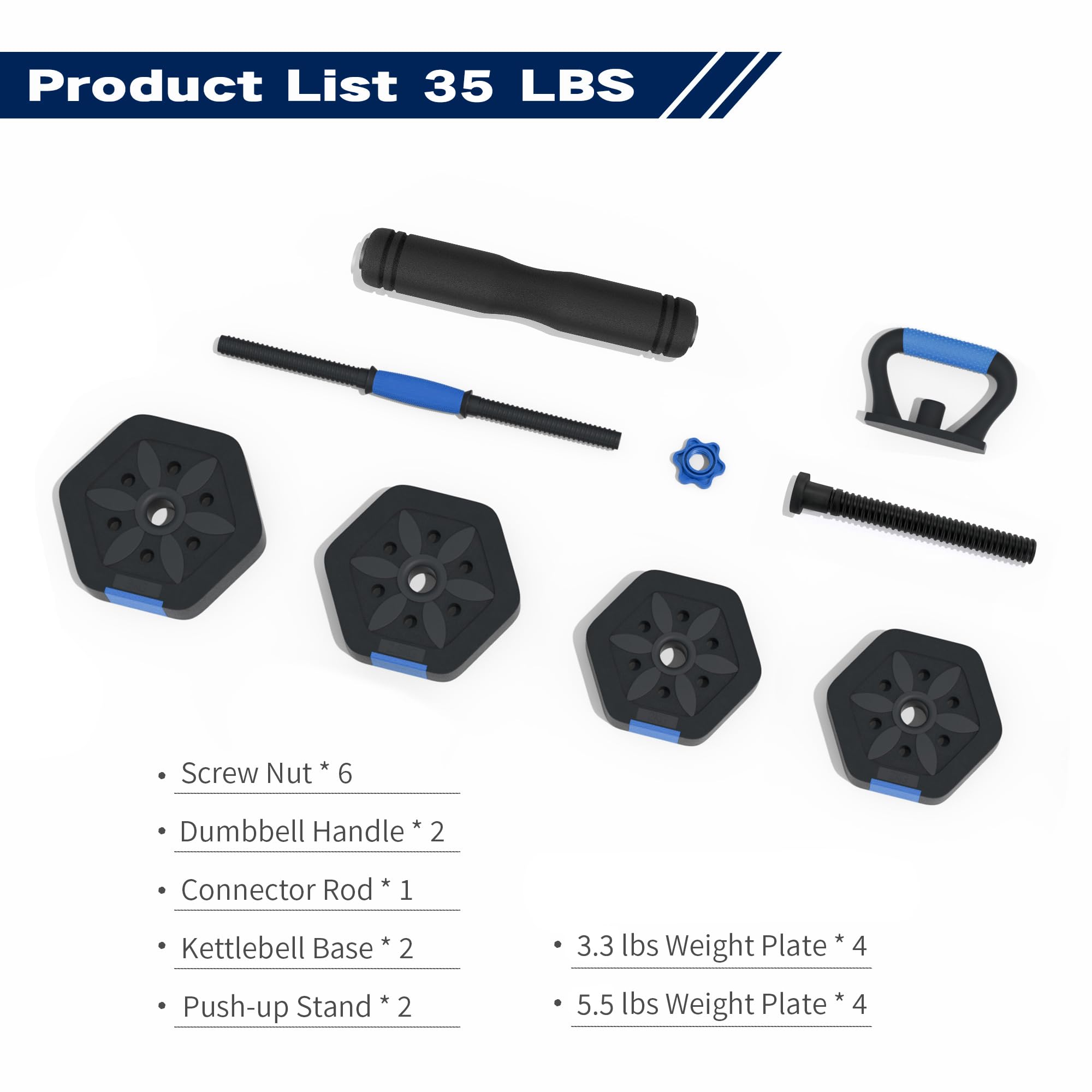 VIVITORY Adjustable Dumbbell Set with Connector - 5-25lbs Hexagonal Free Weights for Home Gym, Non-Slip Cement Mixture Design | Perfect for Strength Training, HIIT Workouts & Small Space Fitness