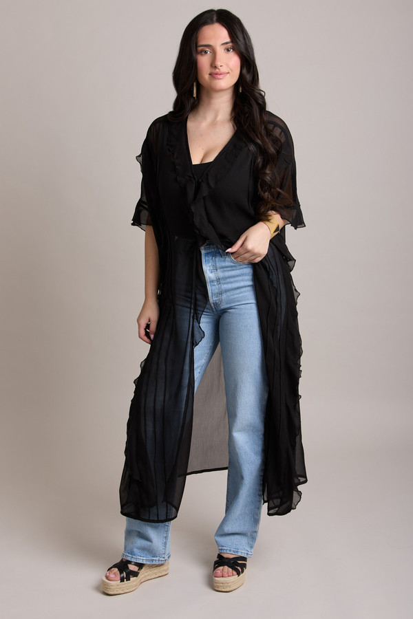 Elegant Ruffled Button Kaftan Cover Up - Flowy Beach Dress for Women | Perfect for Poolside, Vacation & Summer Outfits