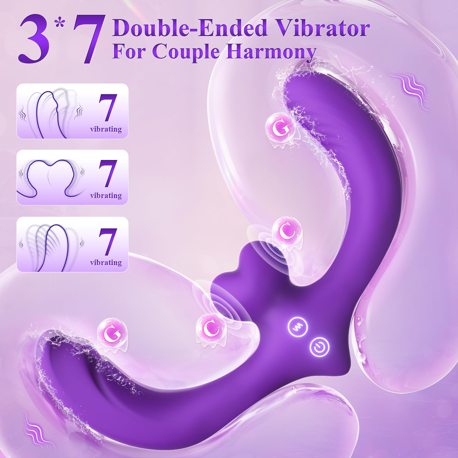Double Ended Strap On Dildo for Women - 7 Powerful Vibrating Modes & Remote Control - Lesbian Sex Toy, Strapless Dildo for Couples & Solo Play - Perfect for Role Play, Spicing Up Relationships & Intimate Moments