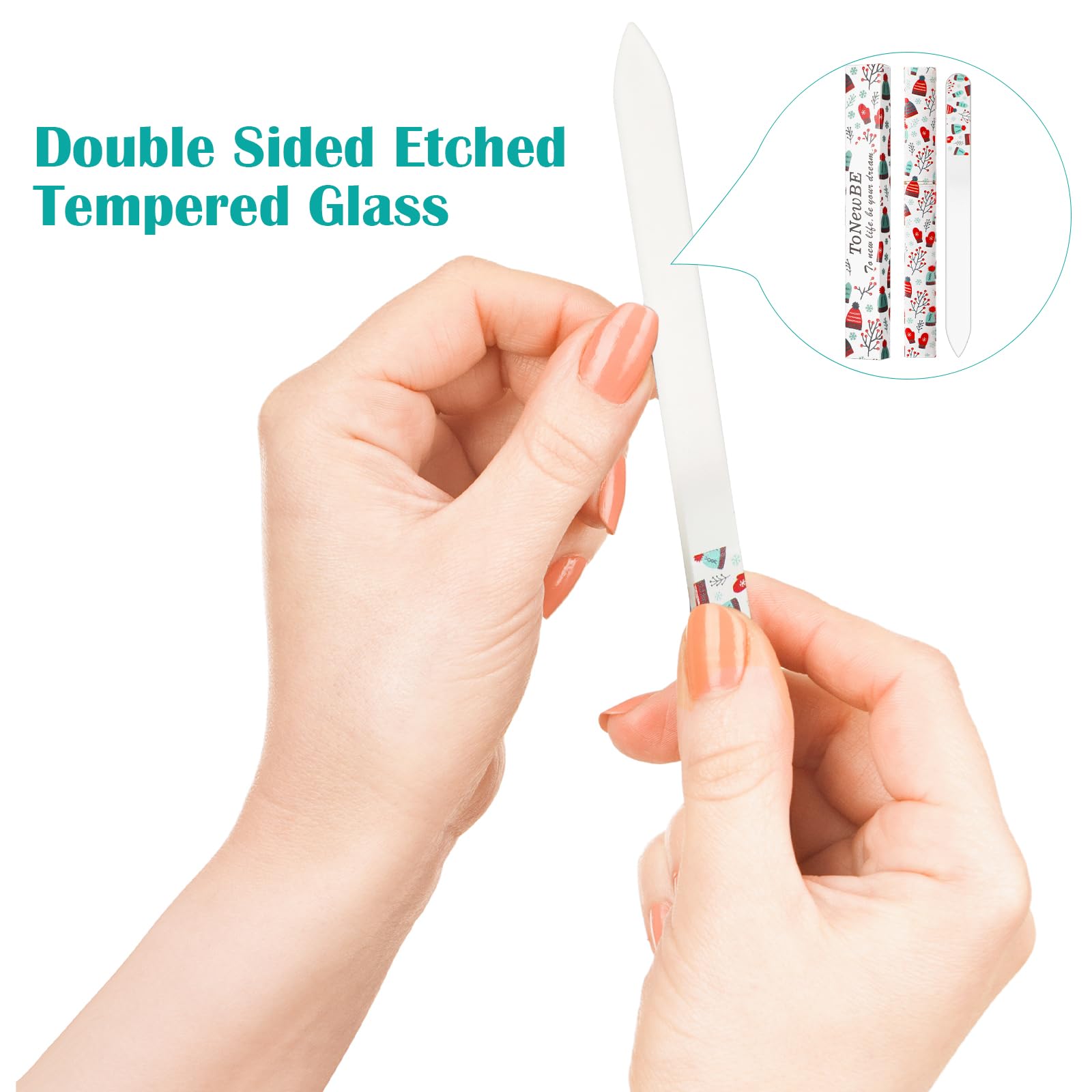 Premium Glass Nail File Set with Protective Case - Double-Sided Etched Crystal Nail File for Professional Nail Art & Manicure Care - Perfect Christmas Stocking Stuffer, Travel-Friendly Nail Tool (Multi-Color) - Ideal for Home, Salon & On-The-Go Nail Maintenance