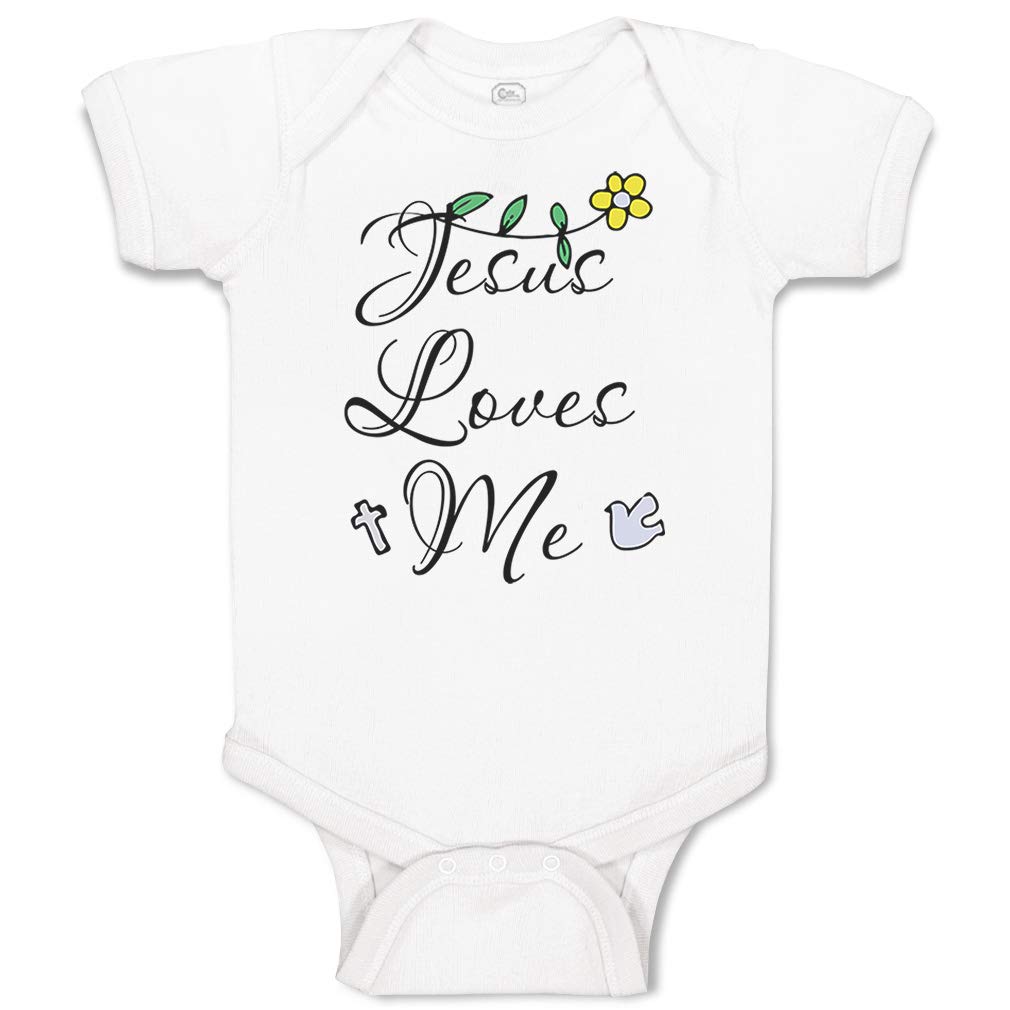 Custom Baby Bodysuit - Jesus Loves Me Christian Cotton Onesie for Boys & Girls | Soft Baptism Outfit, Church Wear & Newborn Photoshoot