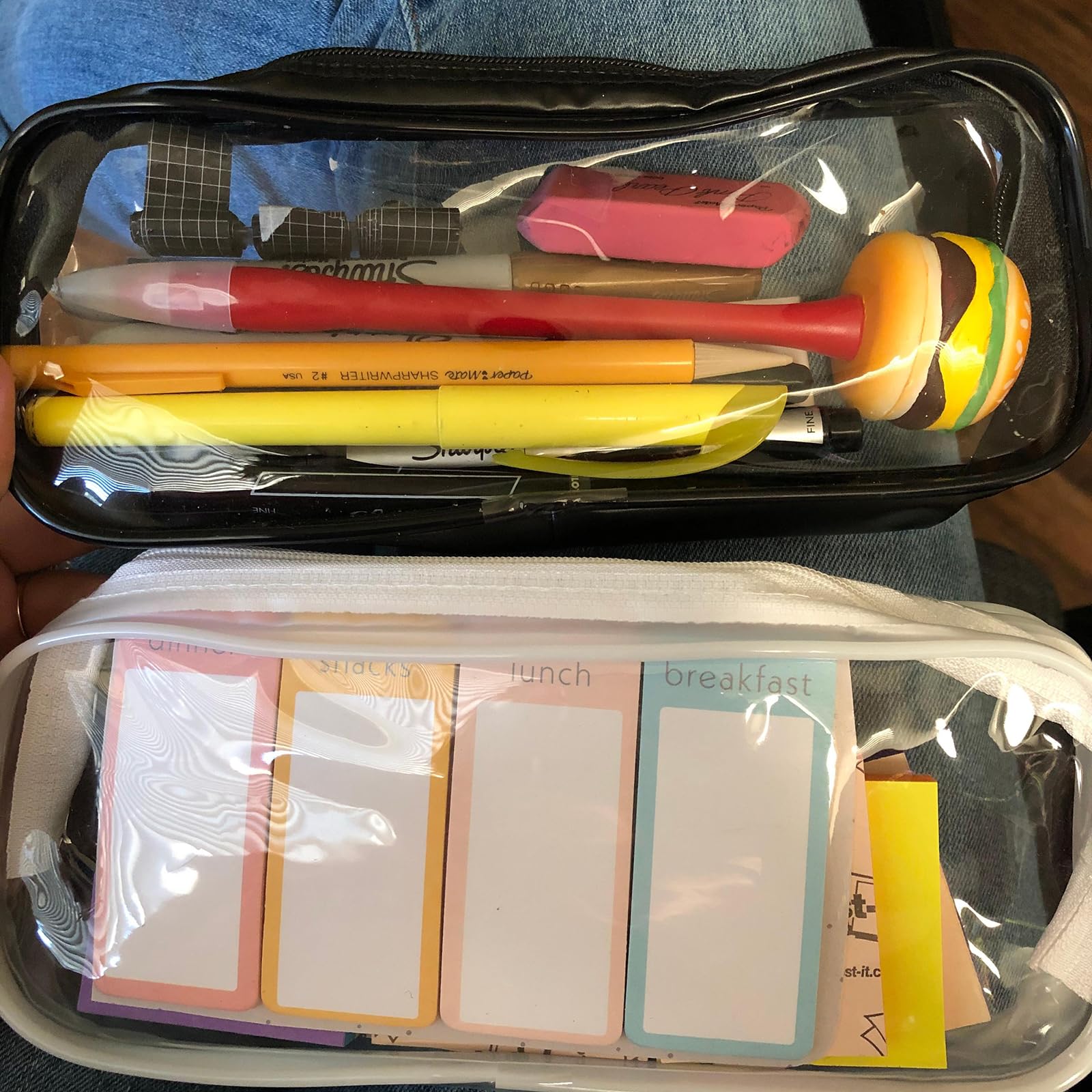 JMOCD 2-Pack Clear PVC Zipper Pencil Case - Transparent School & Office Organizer for Pens, Pencils, Makeup, Toiletries & Brushes - Durable Pencil Pouch with Secure Zipper for Students, Artists & Professionals | Perfect for Backpacks, Desks & Travel
