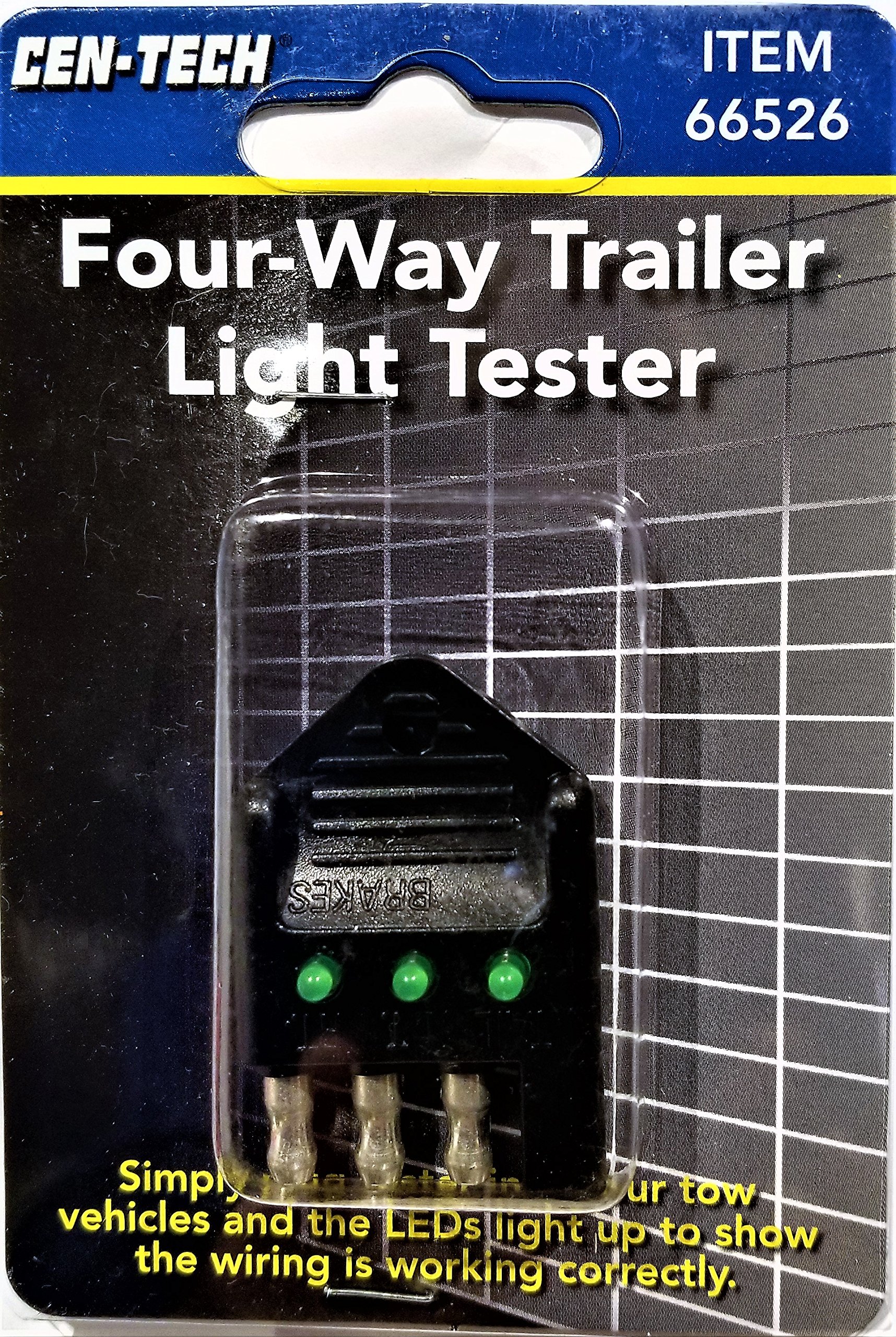 CEN-TECH 4-Way Trailer Light Tester - Heavy Duty Truck & RV Electrical Diagnostic Tool for Brake, Turn Signal & Tail Lights Testing | Perfect for Mechanics, DIY Enthusiasts & Fleet Maintenance