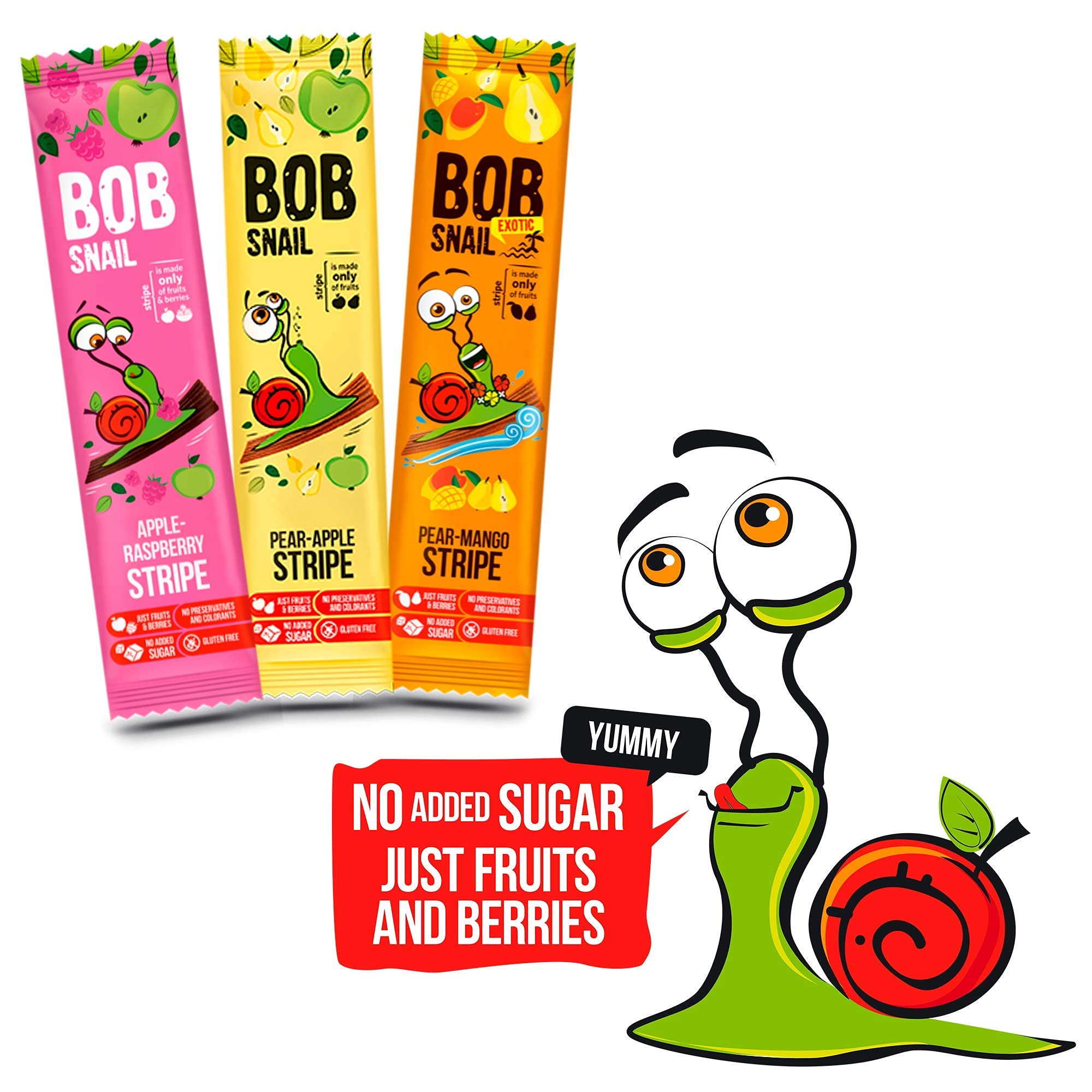 BOB SNAIL Healthy Fruit Snacks - Vegan, Gluten-Free, No Sugar Added - Delicious Dried Fruit Treats for Adults & Kids - Perfect for Lunch Boxes, Road Trips & Office Snacking