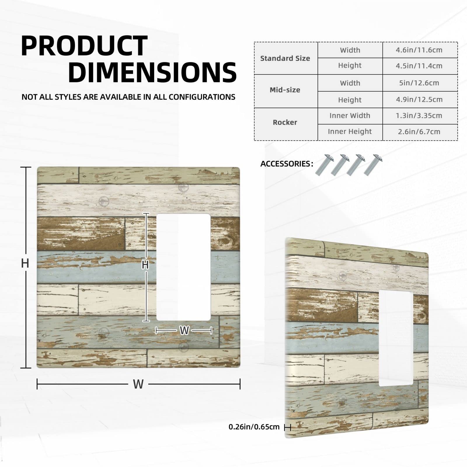 Farmhouse Style 2 Gang 1 Blank 1 Rocker Switch Plate Cover - Standard Size 4.5 x 4.5 Inch - Rustic Wood Print Outlet Cover - Perfect for Living Room, Bedroom & Home Decor