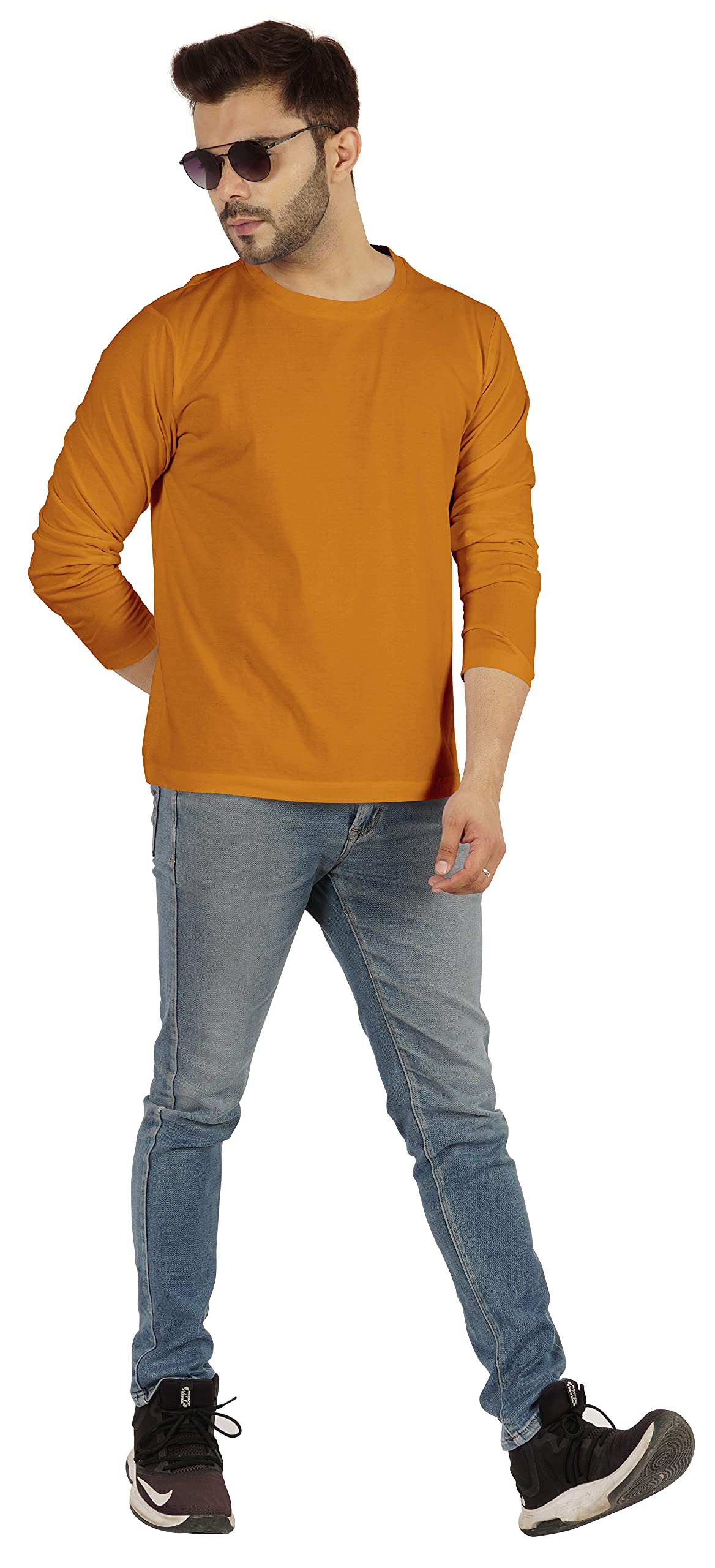 Inkmeso Men's Long Sleeve Cotton T-Shirt - Lightweight Basic Solid Color Casual Shirt for Everyday Wear, Work & Outdoor Activities