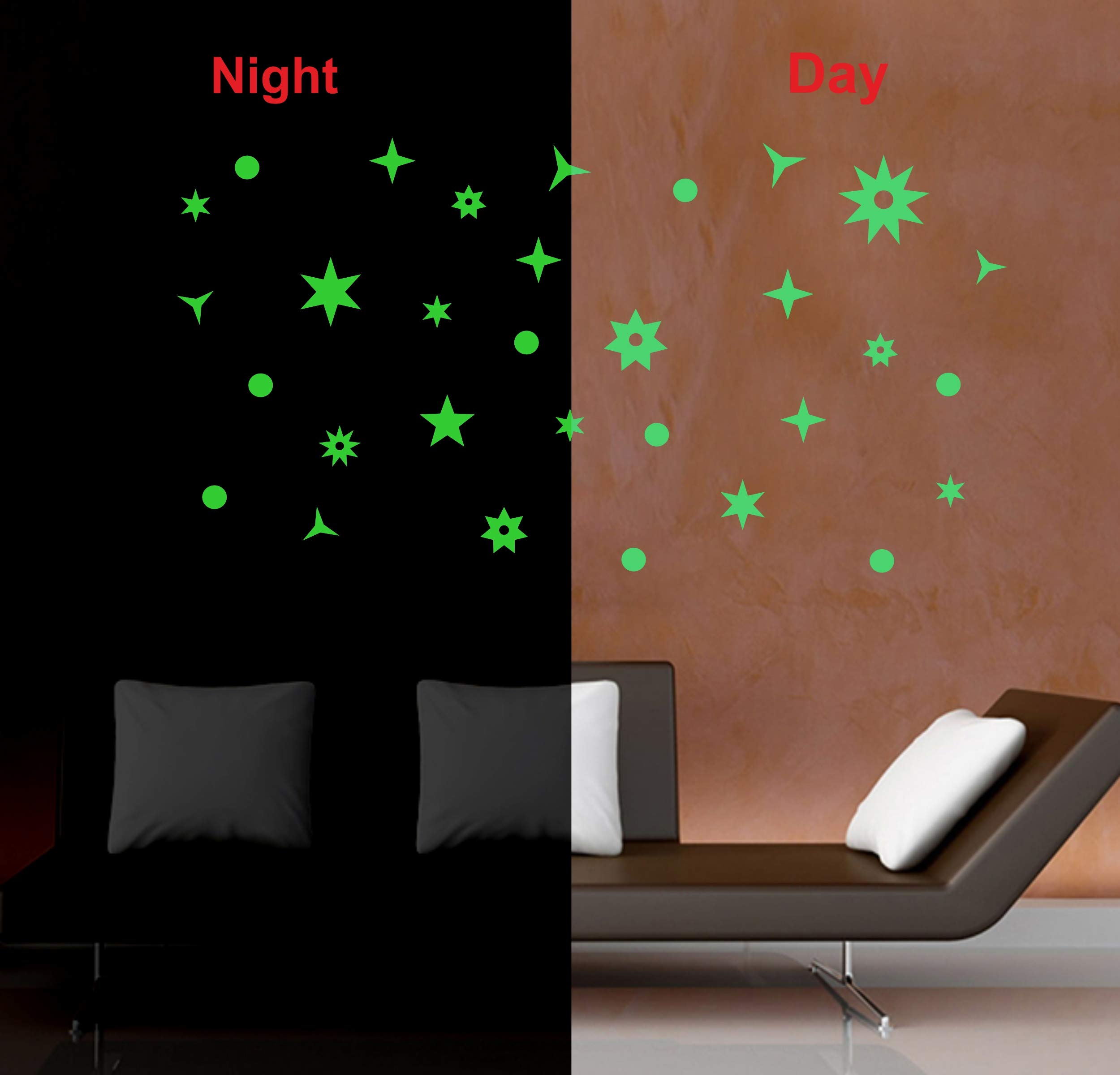 Glow in the Dark Galaxy Wall Stickers - Self-Adhesive Star Decals for Bedroom, Kids Room & Nursery - Perfect for Nighttime Glow Decor, Ceiling & Wall Art (50-Piece Set)