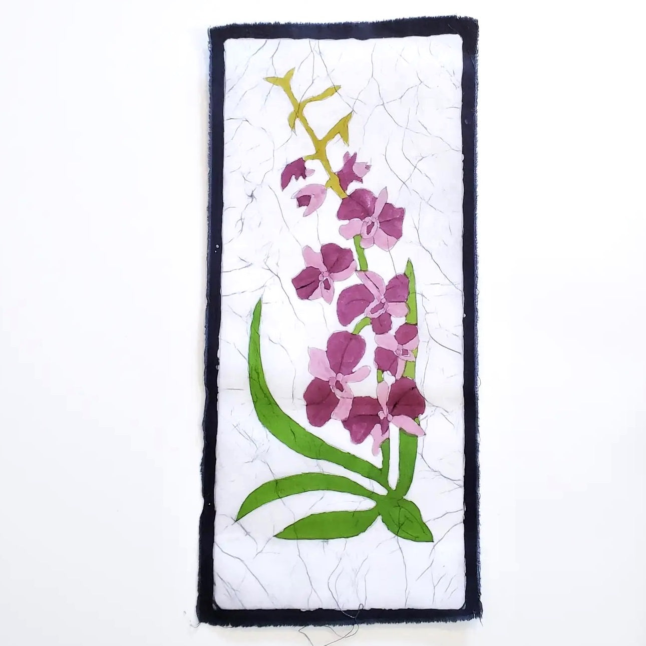 Handmade Batik Mini Tapestry Wall Hanging - Elegant Orchid Design for Boho Home Decor | Perfect for Living Room, Bedroom, or Office Wall Art