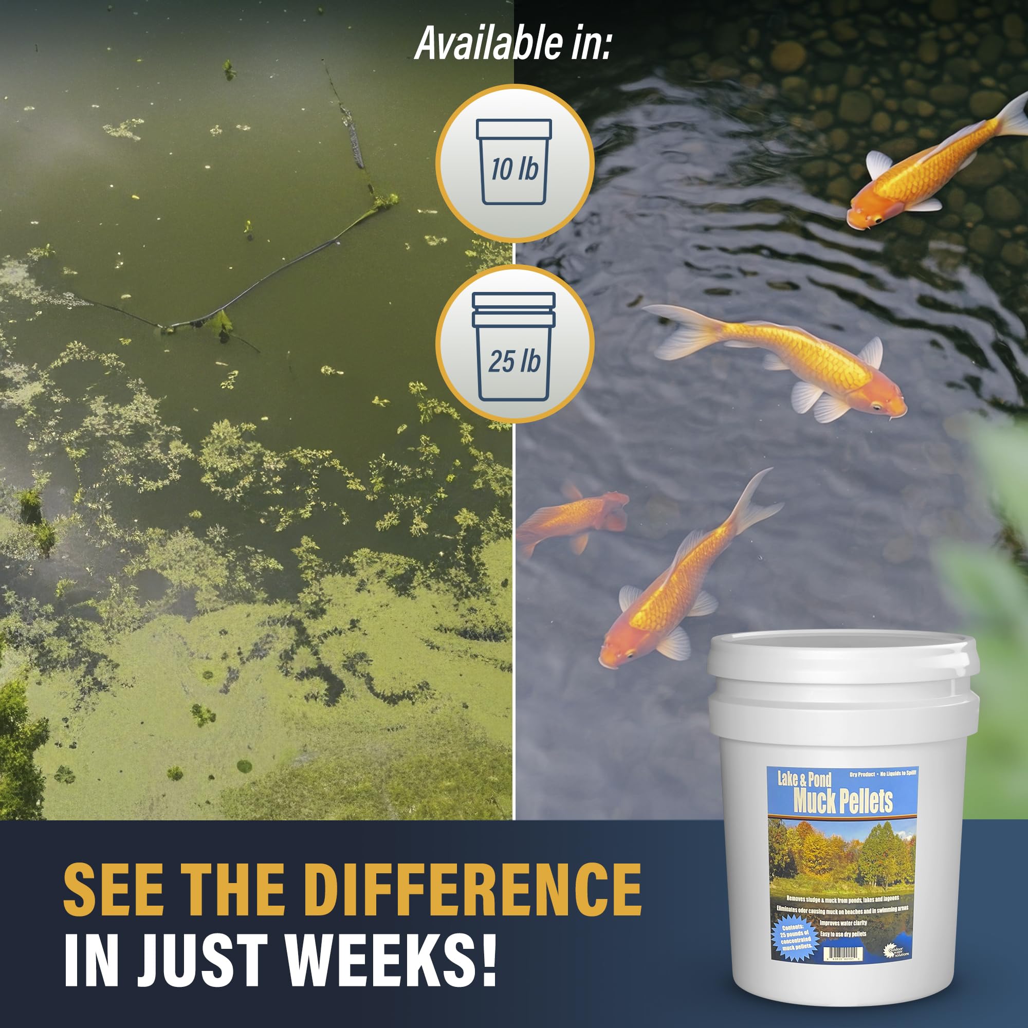 25lb Lake and Pond Muck Pellet Tablets - Fast Acting & Easy to Apply for Water Treatment | Perfect for Algae Control & Pond Maintenance