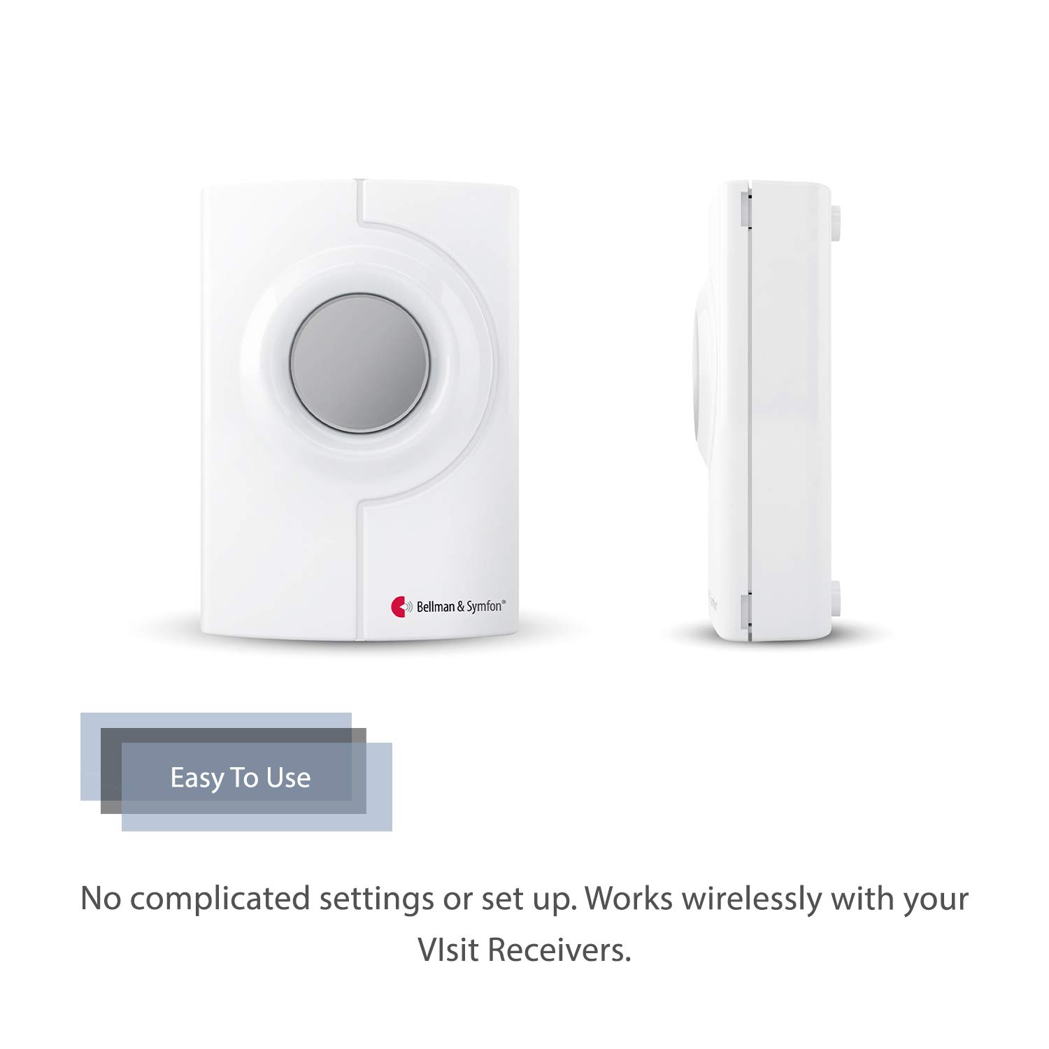 Bellman & Symfon Wireless Push Button Transmitter - Easy to Use Doorbell Alert System for Deaf & Hard of Hearing - Smart Home Safety Alarm for Elderly & Disabled - Perfect for Home, Office & Nursing Care Facilities