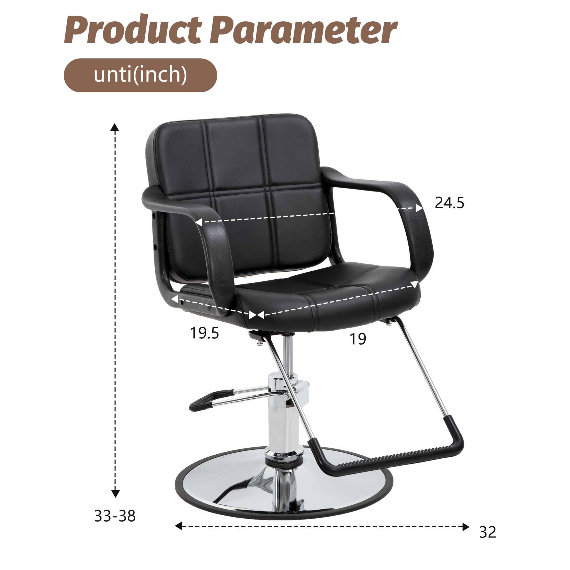 Premium Hydraulic Barber Chair - 360° Swivel & Reclining Salon Chair for Professional Hair Stylists | Heavy-Duty Beauty Salon Equipment in Black | Perfect for Barber Shops, Hair Salons & Styling Studios