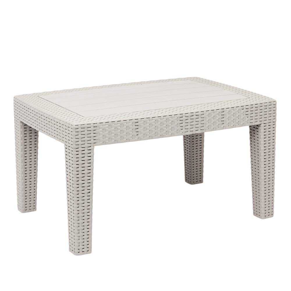 4-Piece Weather-Resistant Outdoor Patio Furniture Set - Gray & White Loveseat Sofa with Coffee Table for Garden, Backyard, Poolside or Balcony