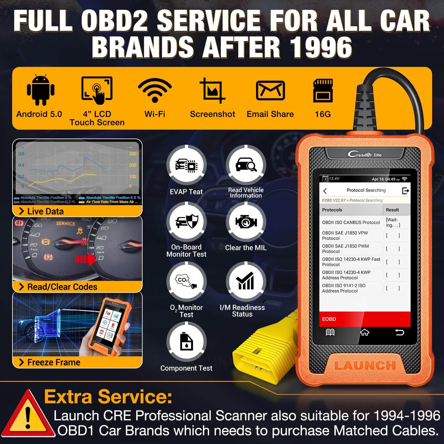 LAUNCH X431 Creader Elite OBD2 Scanner for Chrysler Dodge Jeep - Bidirectional Diagnostic Tool with ABS SRS DPF Scan & Oil Reset - Car Code Reader for Engine Light & Vehicle Maintenance (Works on Chrysler, Dodge, Jeep Models) - Perfect for Auto Repair Shops & DIY Car Diagnostics